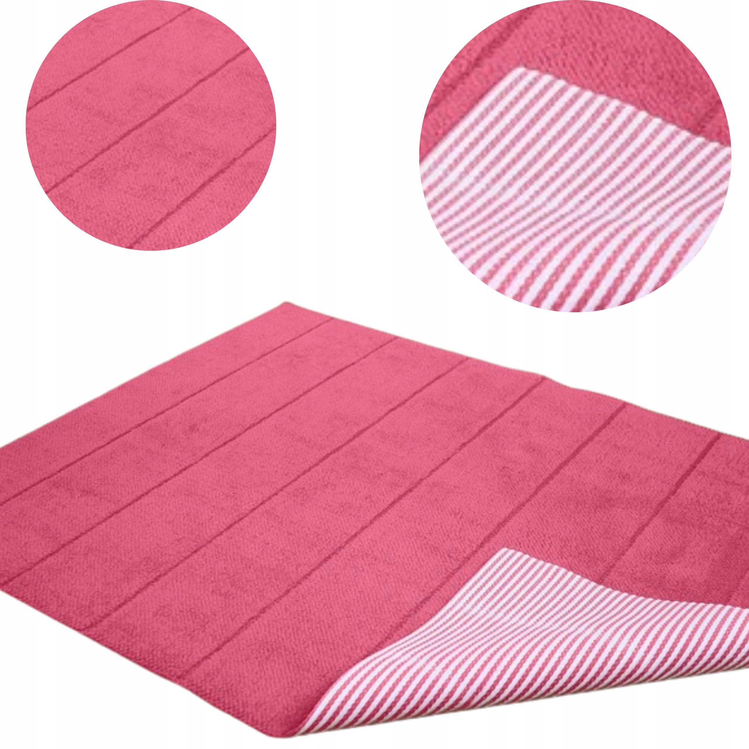 Antypoślizgowy dywanik łazienkowy różowy prążki