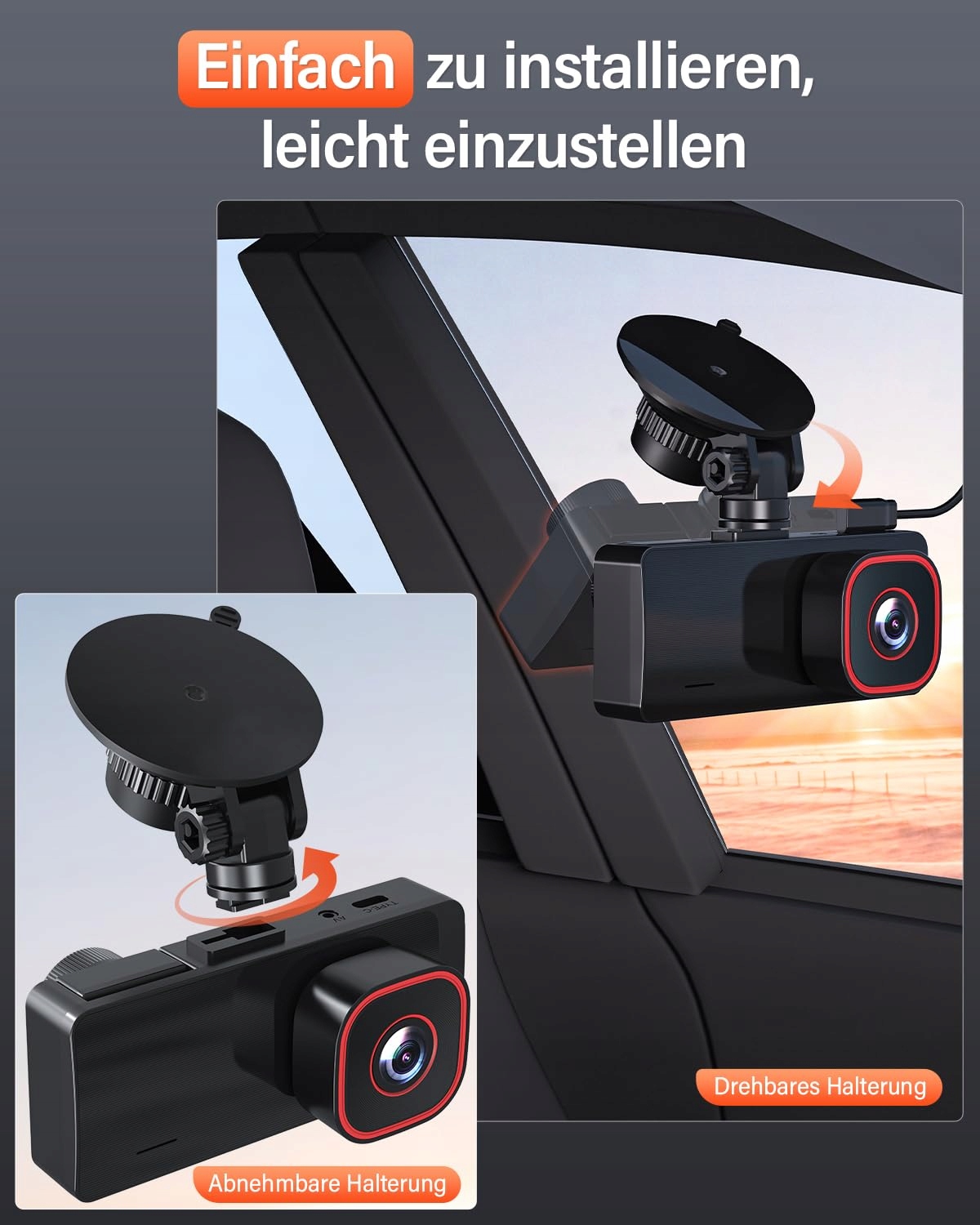 BESTSEE Kamera Samochodowa 1080P Przód Tył Wnętrze 64GB Karta SD WDR — miniatura 9