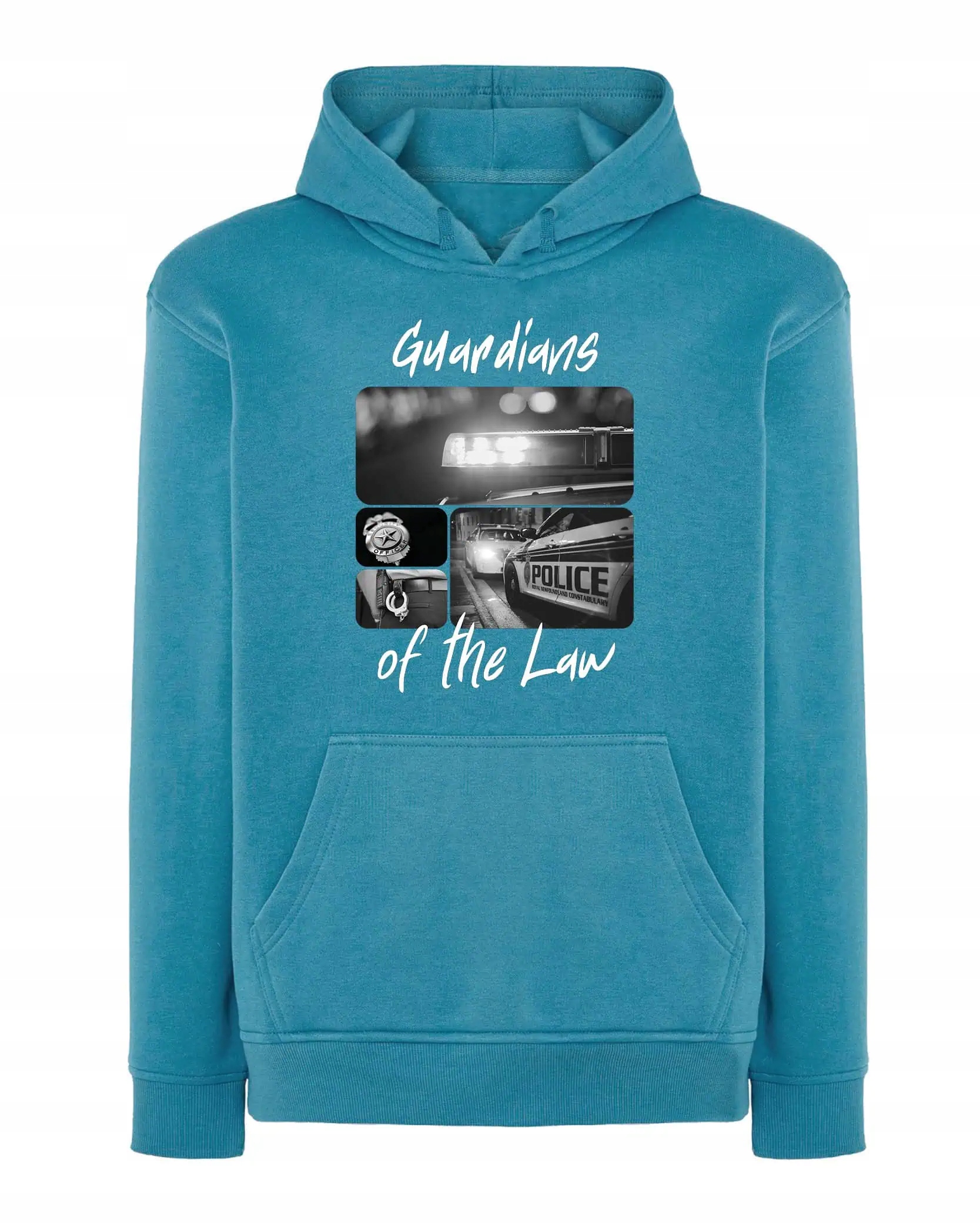 Mikina s kapucí Dárek pro policistu Umělecká koláž Modrá L