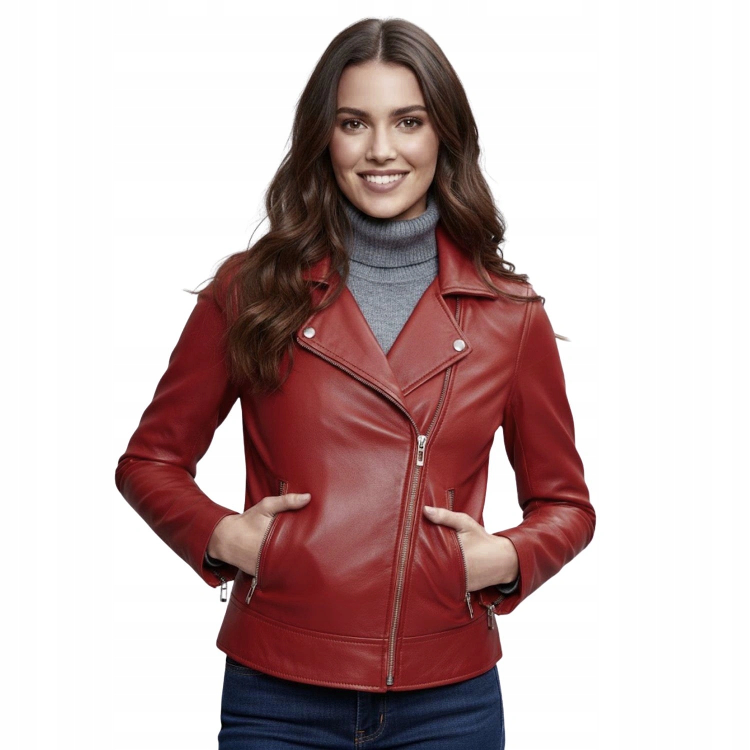 Kožená bunda Chyston dámská kožená červená klasická vel. S