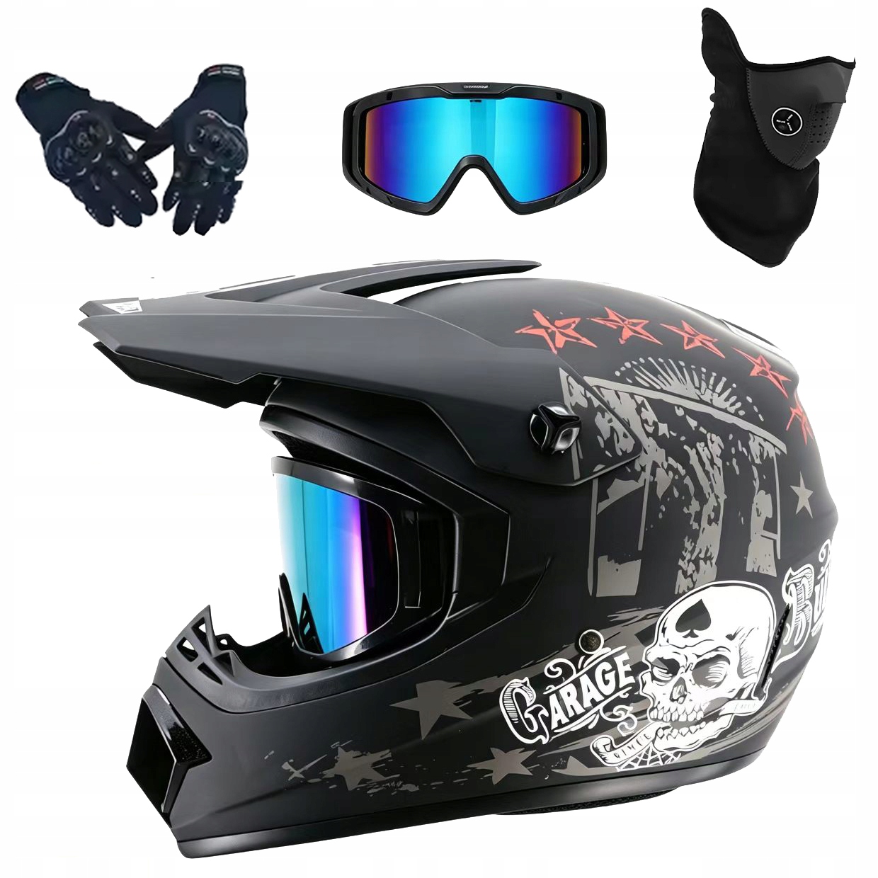 Helma Na Elektrickou Koloběžku Cross Enduro Quad Bmx Helma Brýle Rukavicexl