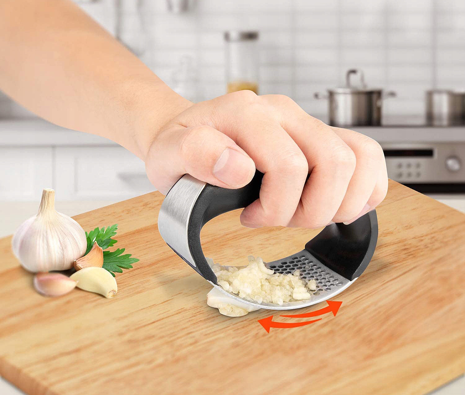 WYCISKACZ DO CZOSNKU PRASKA SIEKACZ WYCISKARKA RĘCZNA STALOWA ZGNIATACZ EAN (GTIN) 6910728453337