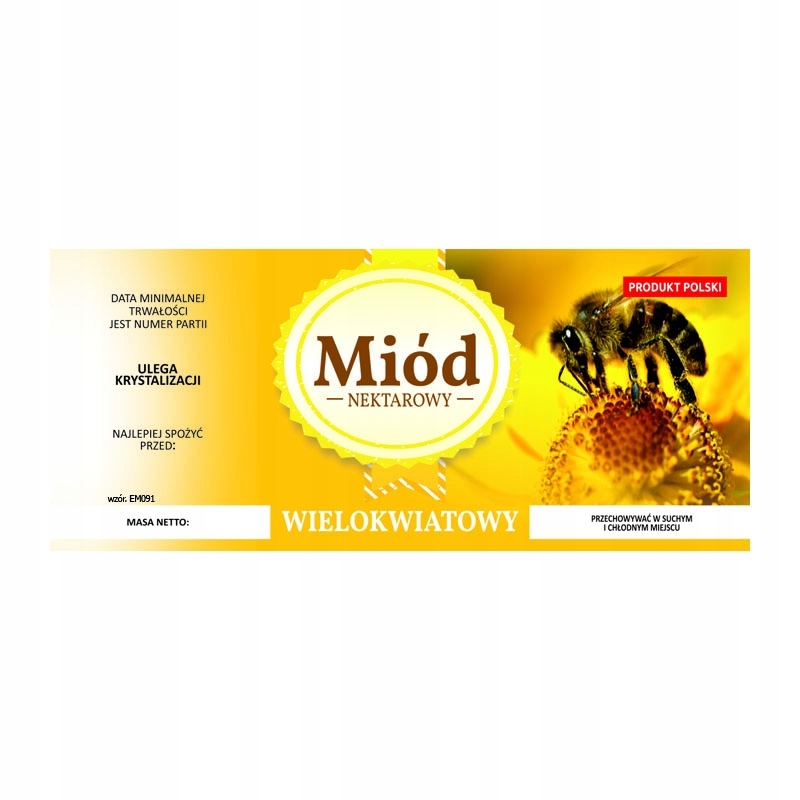 

Etykieta na miód Wielokwiatowy EM091D duże