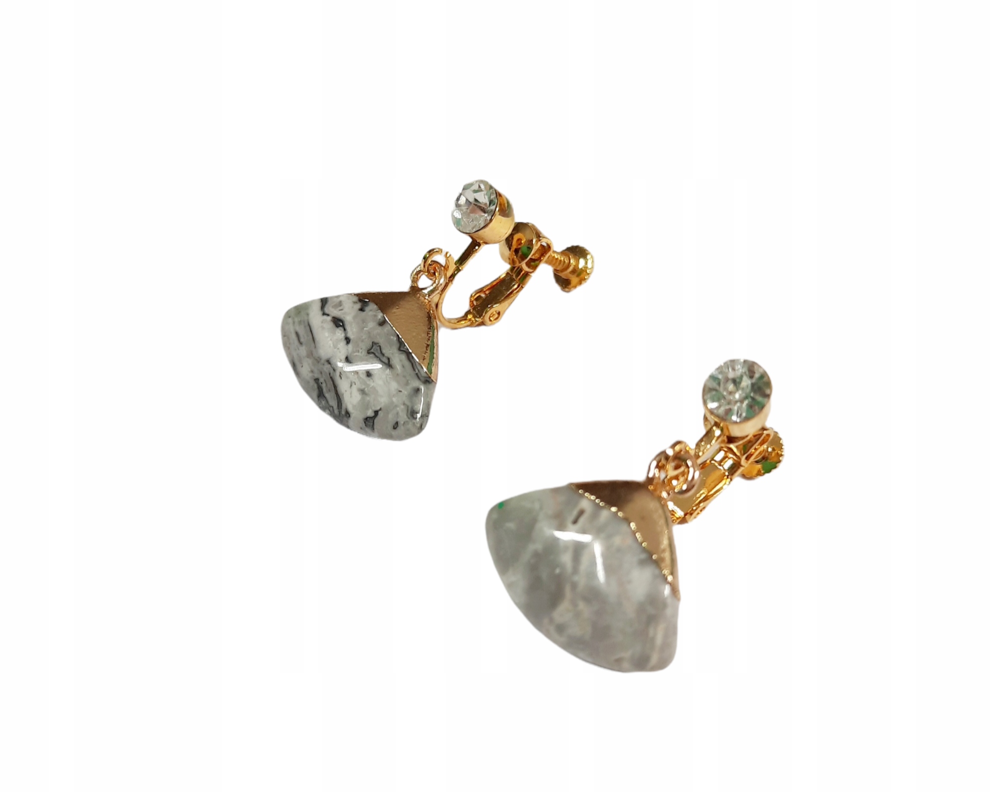 Klipsy kamień akrylowy model codzienny pozłacane c99