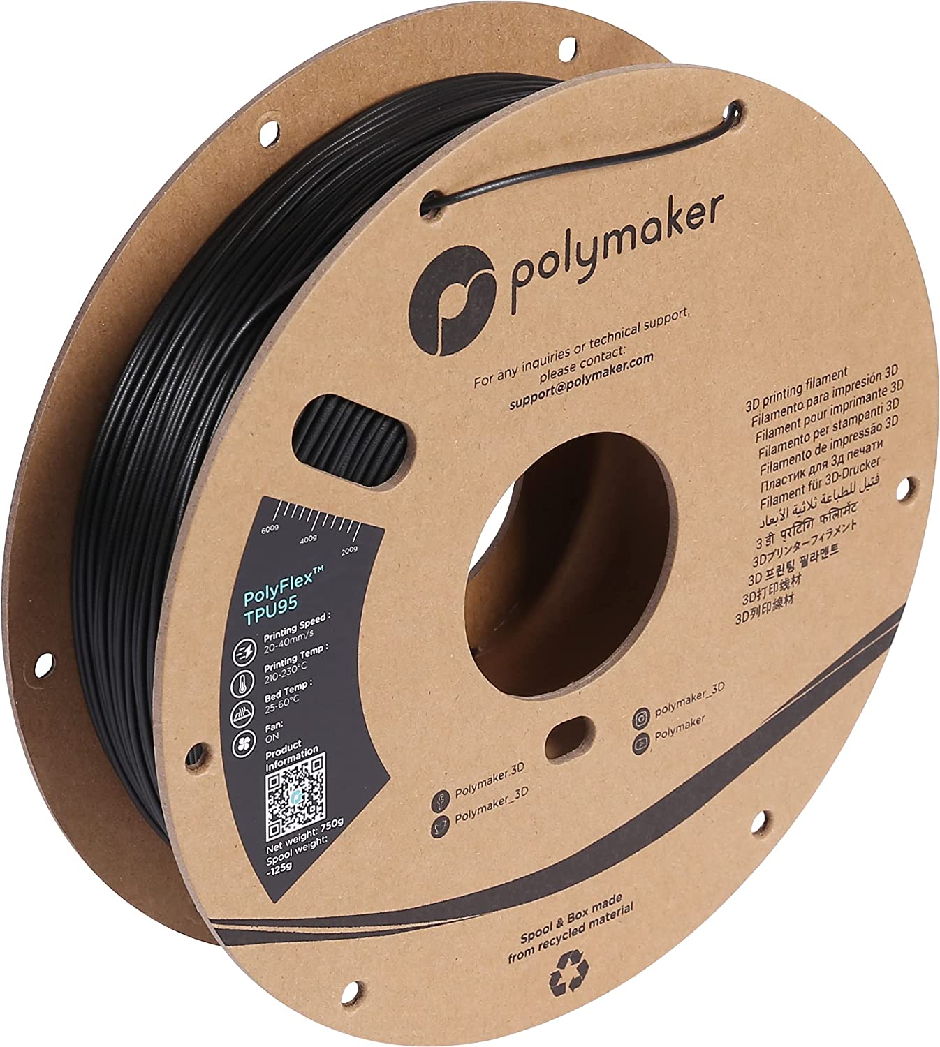 Polymaker PolyFlex TPU-95A Black 1,75mm 0,75kg