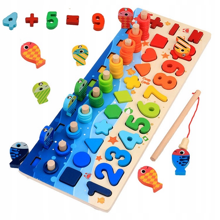 

Montessori Trening Mózgu Puzzle Rybki Cyfry Klocki