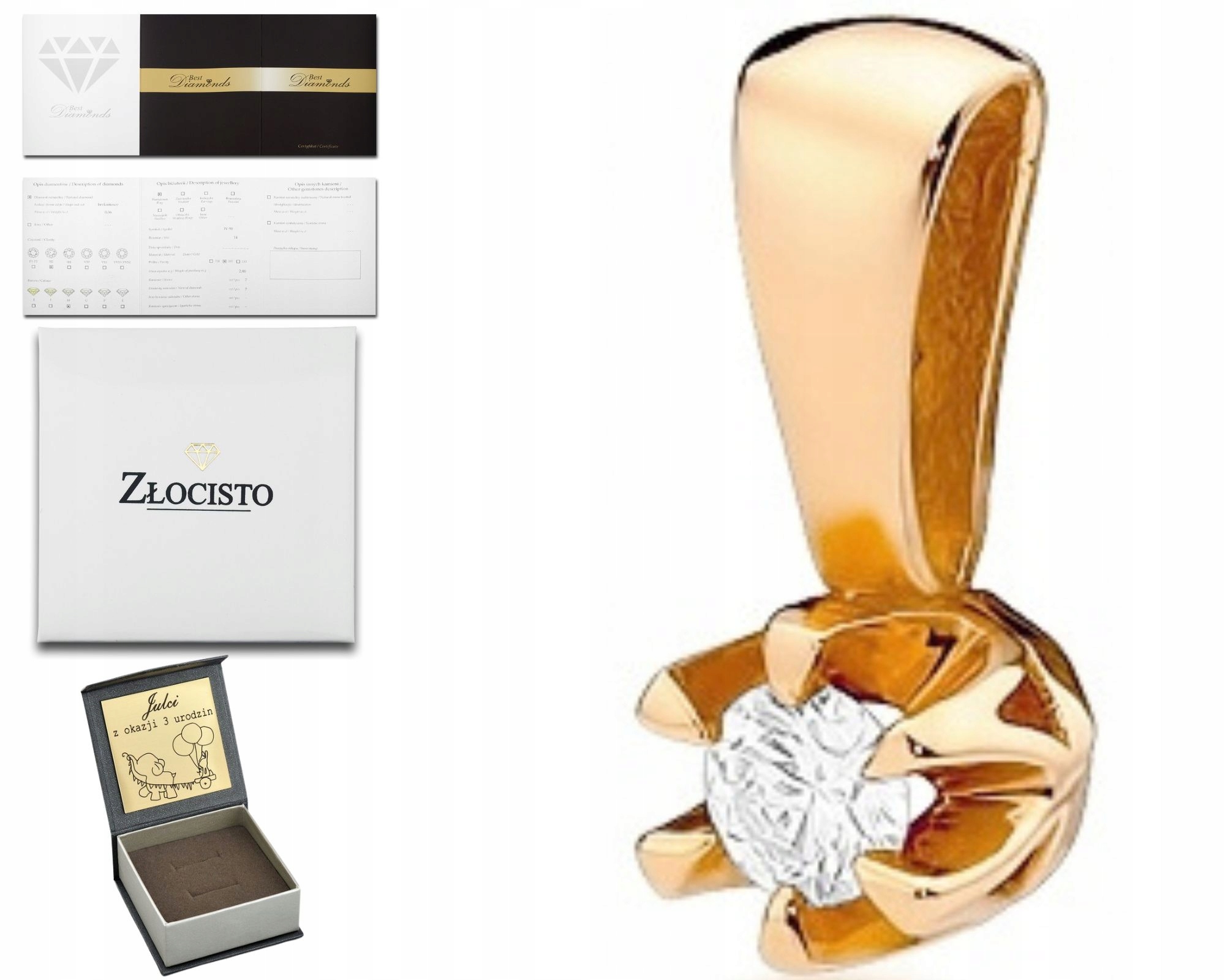 Přívěsek Přívěsek S Briliantem Růžové Zlato Gravírování