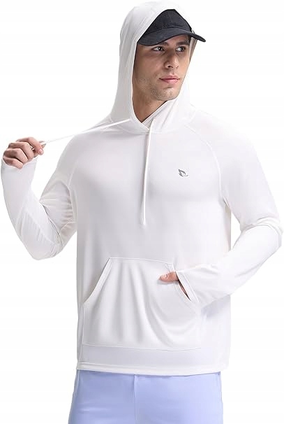 Baleaf pánská mikina s kapucí Plavecká Rychleschnoucí Letní Bílá XL