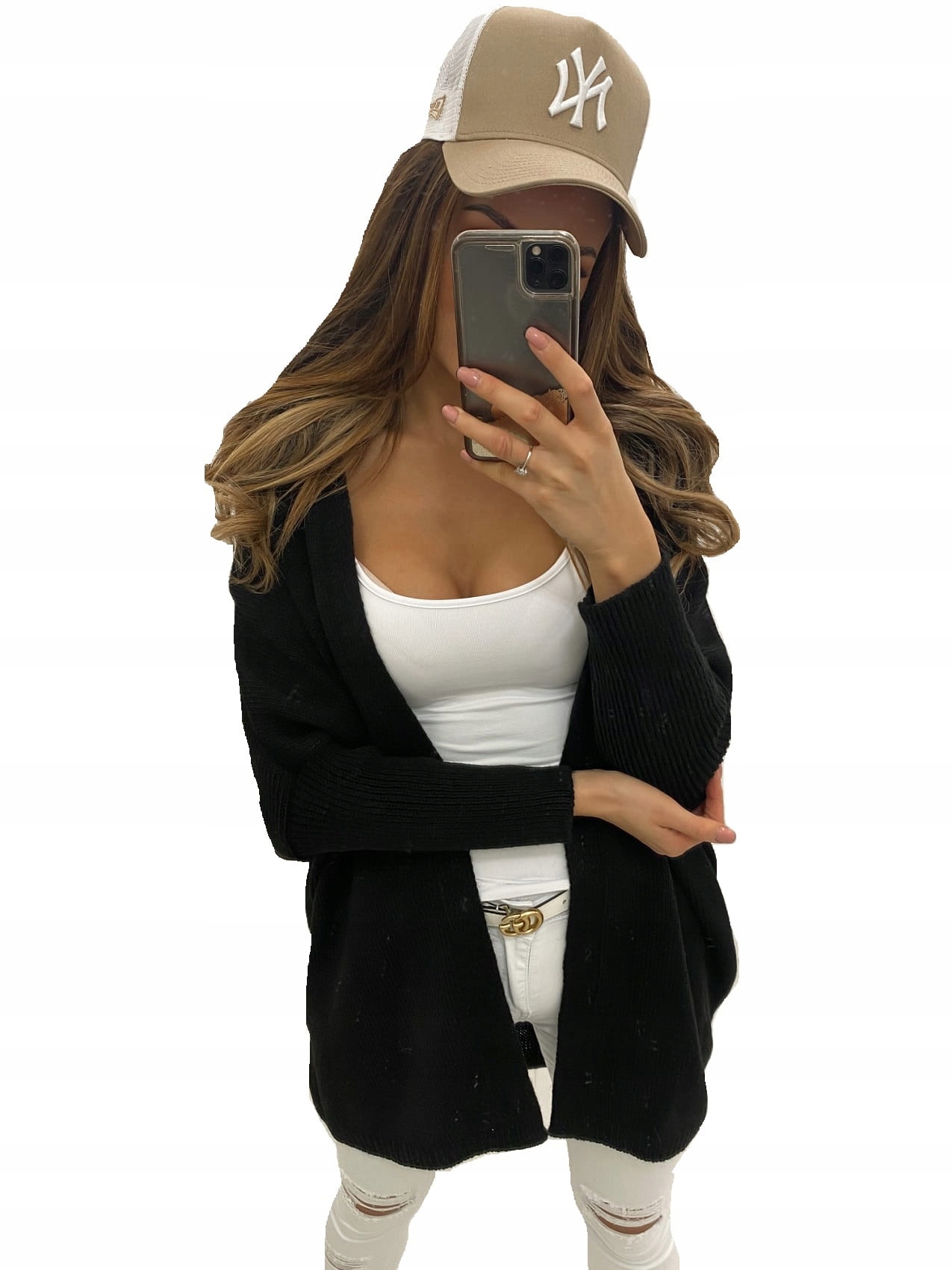 

Luźny kardigan czarny Tmc Moda