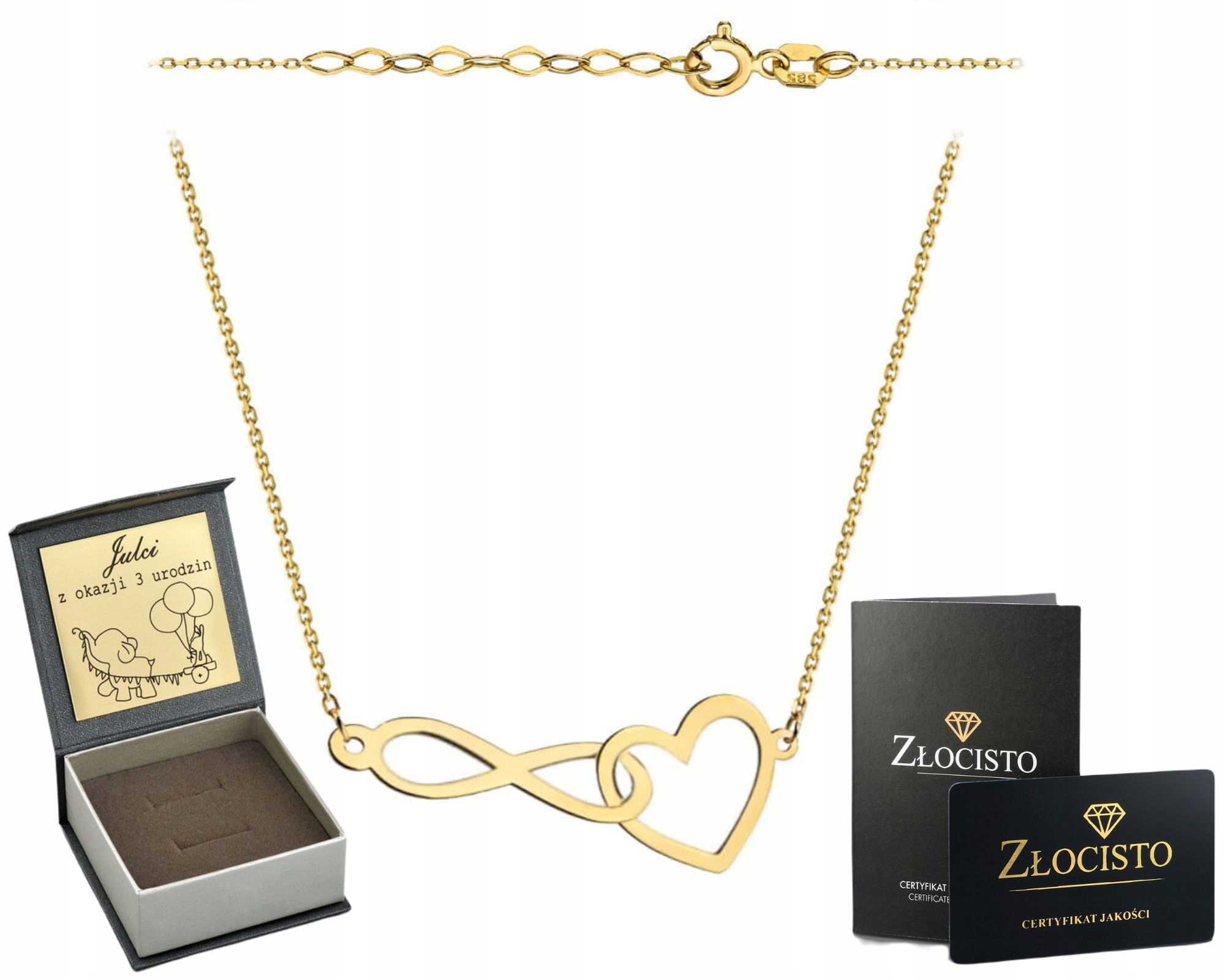 Šperky jako Dárek Srdíčko propletené s nekonečnem Zlatý náhrdelník