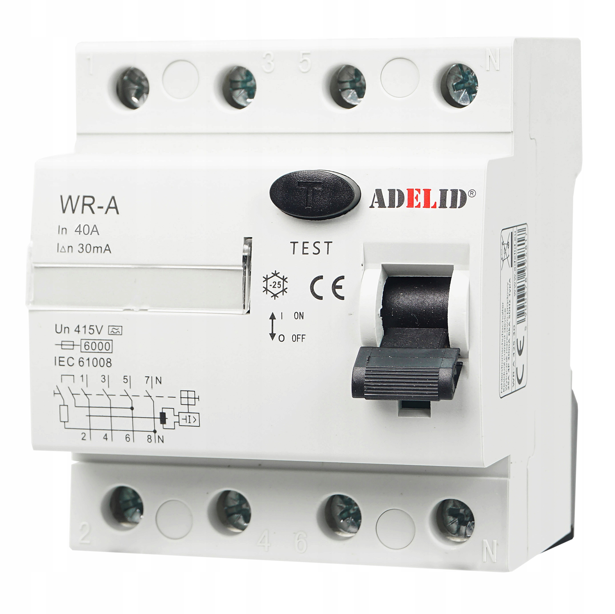 Wyłącznik Różnicowo-prądowy Różnicówka Rozłącznik 40A 30mA 3F 4P Typ A