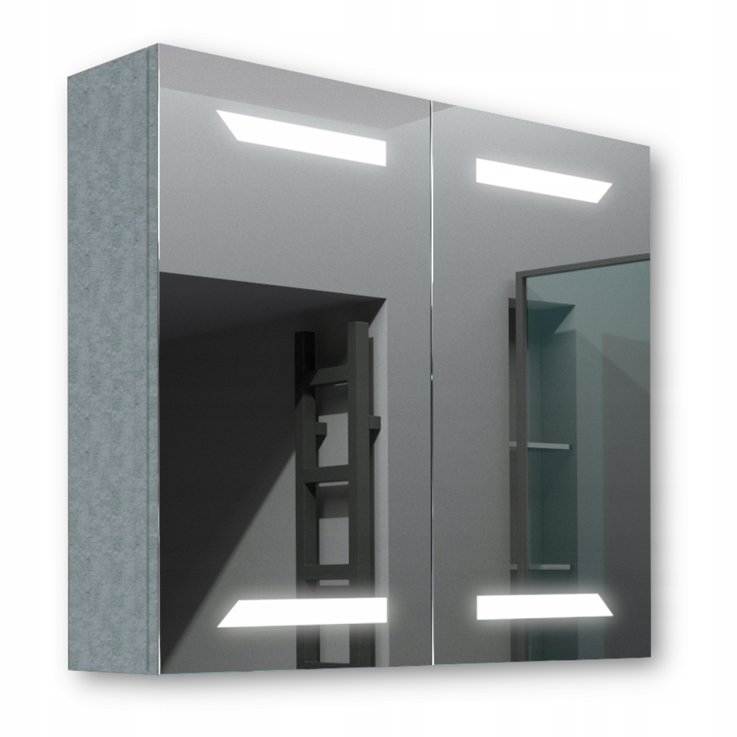 Drevená skrinka 80x70 Led zrkadlo Loki Beton
