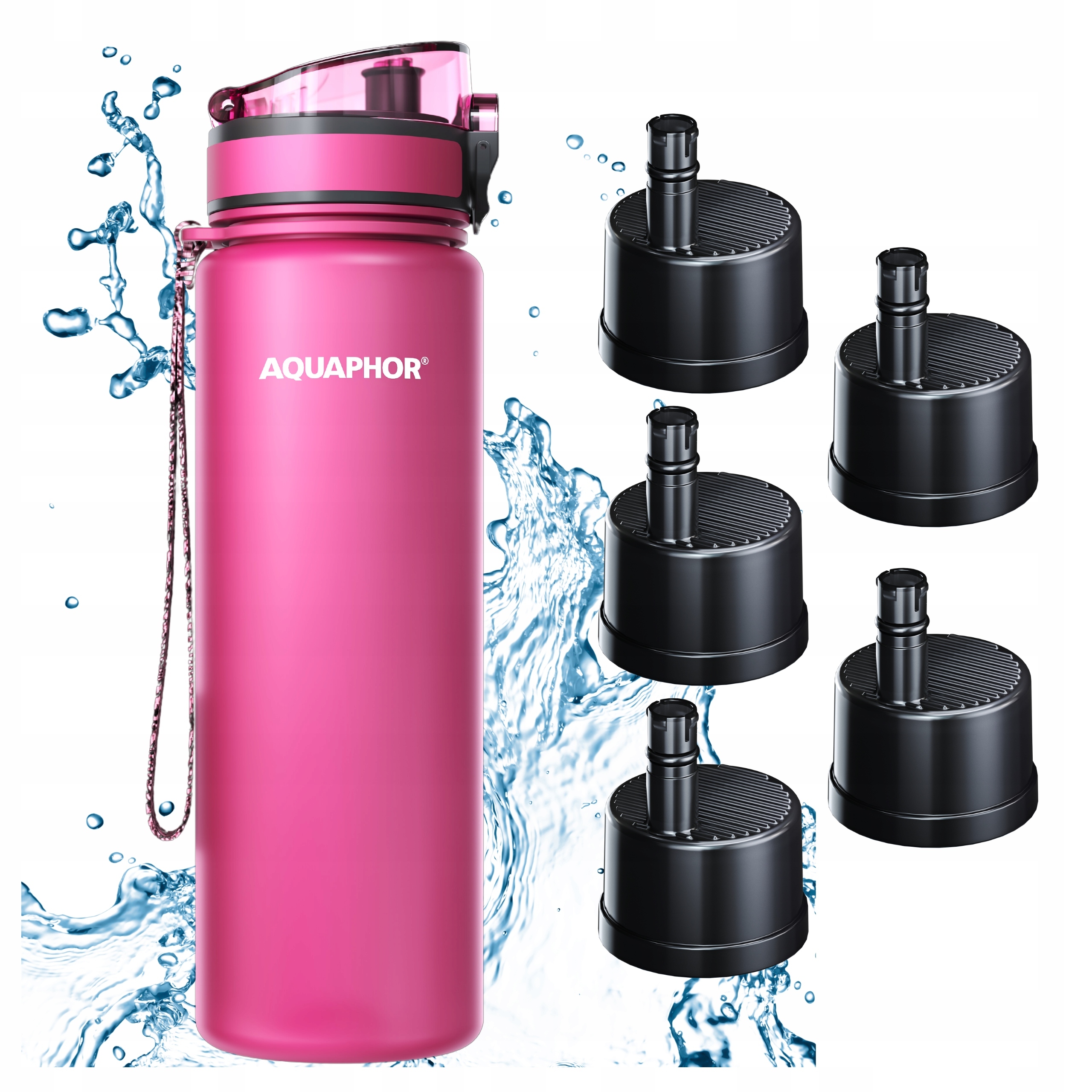 Filtrační láhev Filtr Lahev Na Pití Aquaphor City 800 ml Růžová 5 náplní