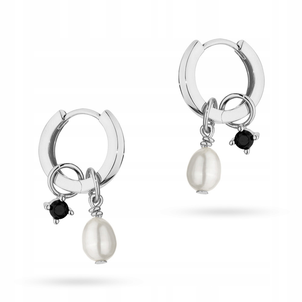 Náušnice ryzost 925 Perla a černý Zirkon