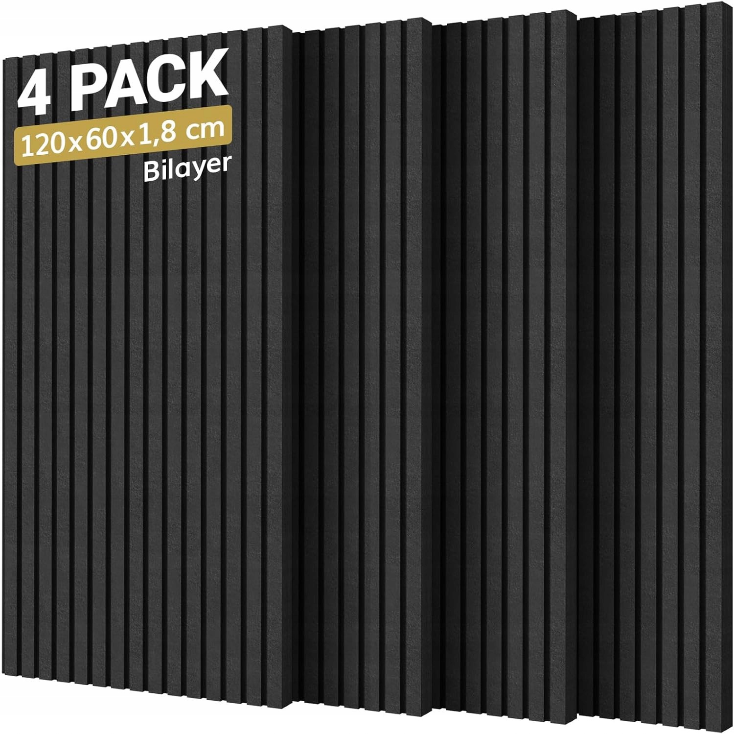Tonor Akustické panely 4 ks 120x60x1,8 cm čierne na stenu echo