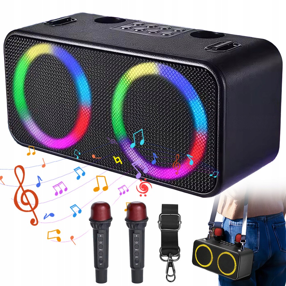 Mini Sada Pro Karaoke 2KS Mikrofonů Reproduktor S Bezdrátovým Bluetooth