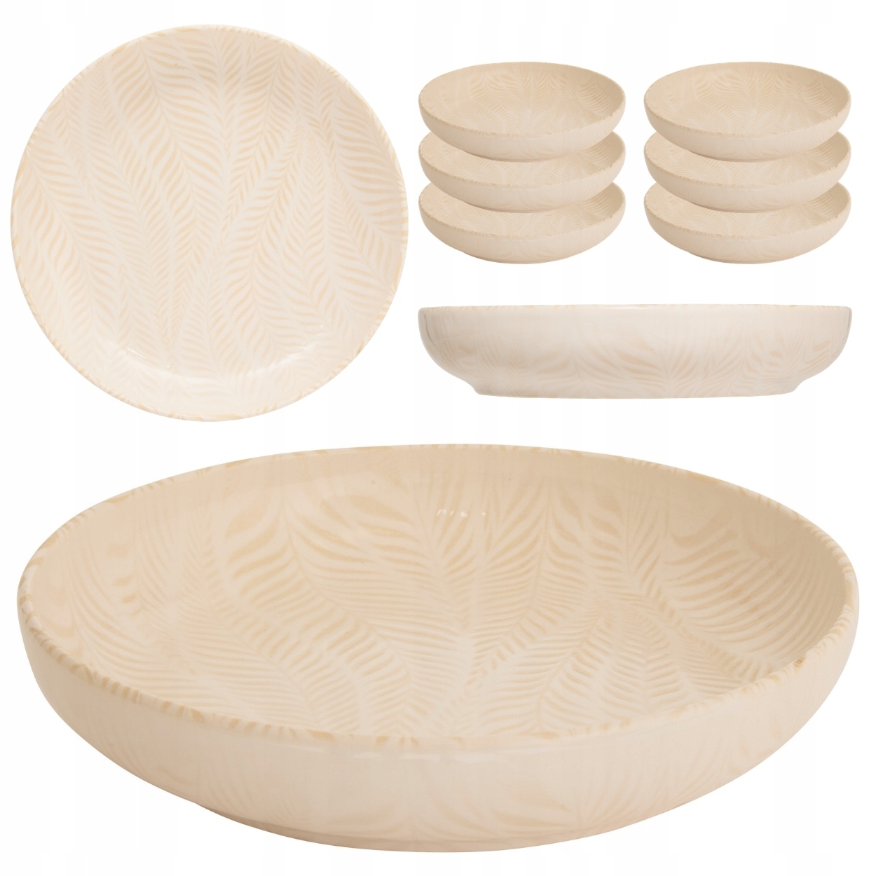 Komplet 6 hlubokých talířů 22 cm Krémový set keramika nádobí