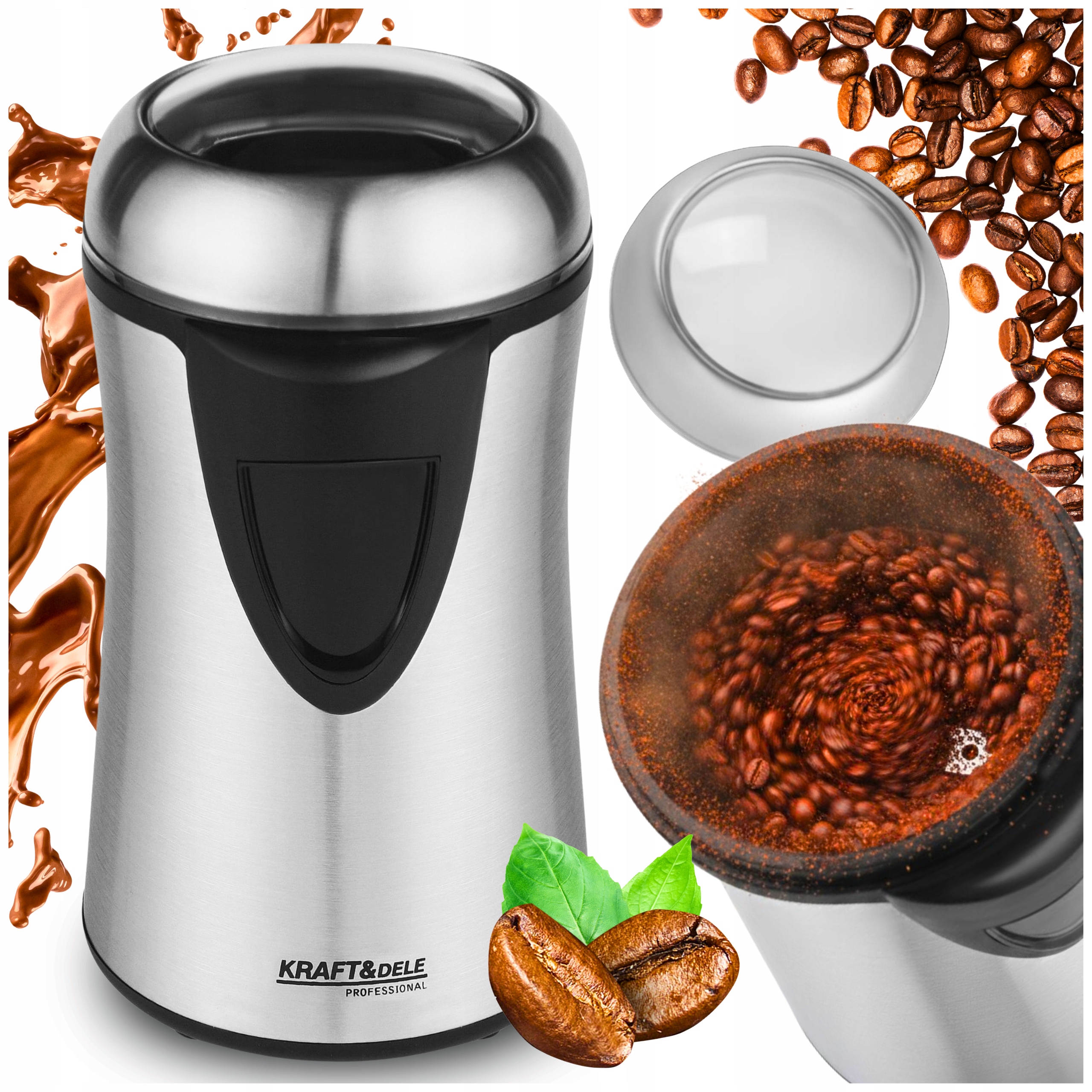 Solidny Młynek Elektryczny Do Kawy Mielenie Przypraw Grinder Mocny 300W