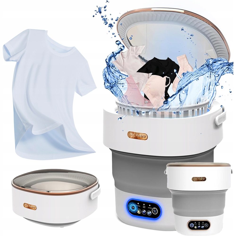 Pralka Mini Turystyczna Składana Automatyczna Przenośna Z Wirówką 12L 24W