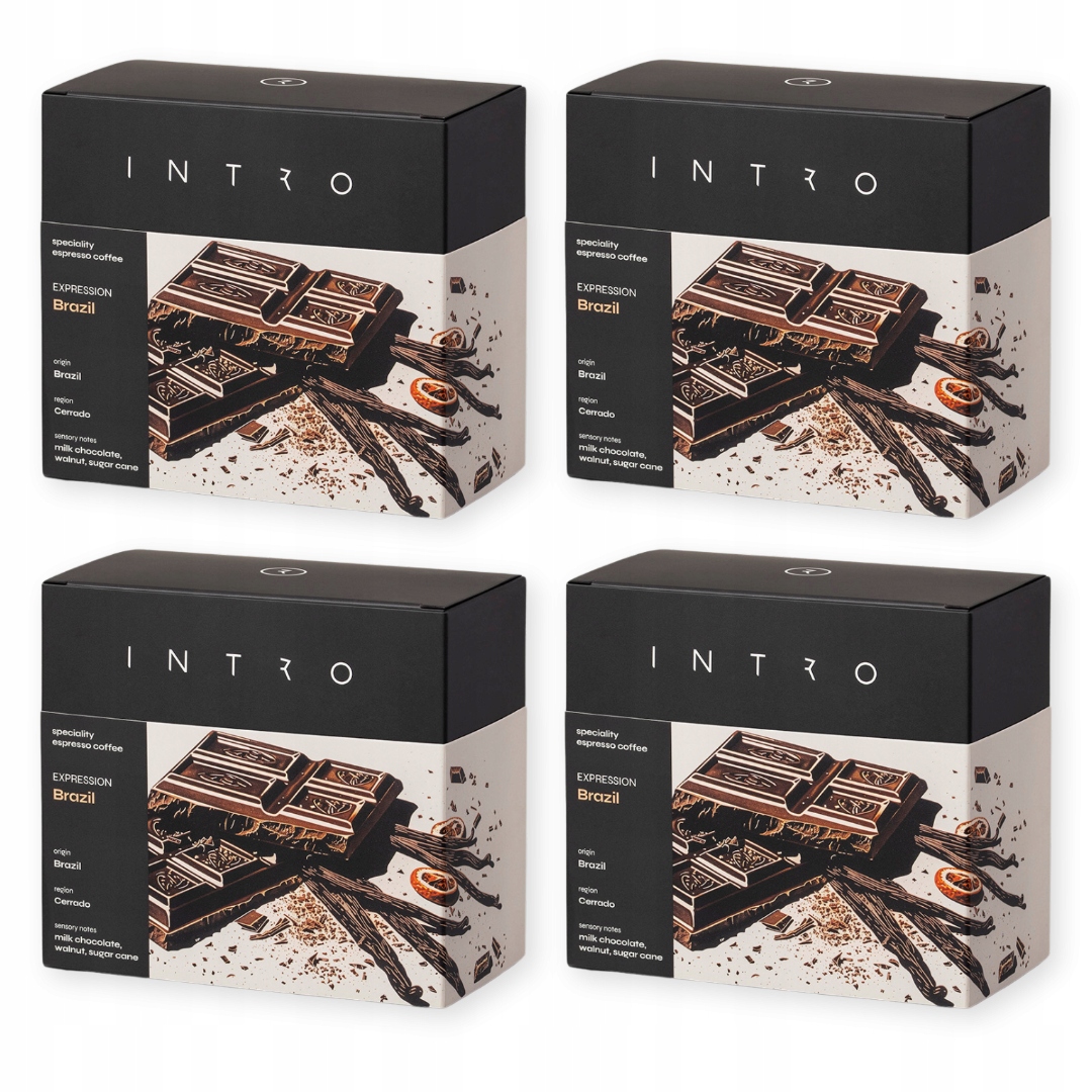 Levně Káva zrnková 4x250 g Brazílie Cerrado čerstvě pražená specialita Intro