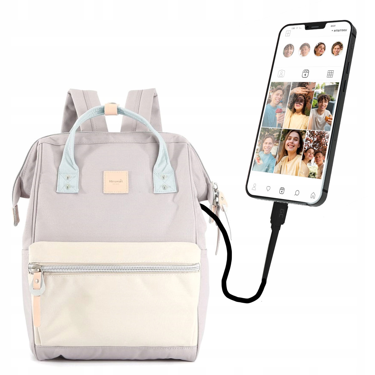 Batoh Himawari Dámský školní batoh na notebook A4 Městský 18L Pastelový