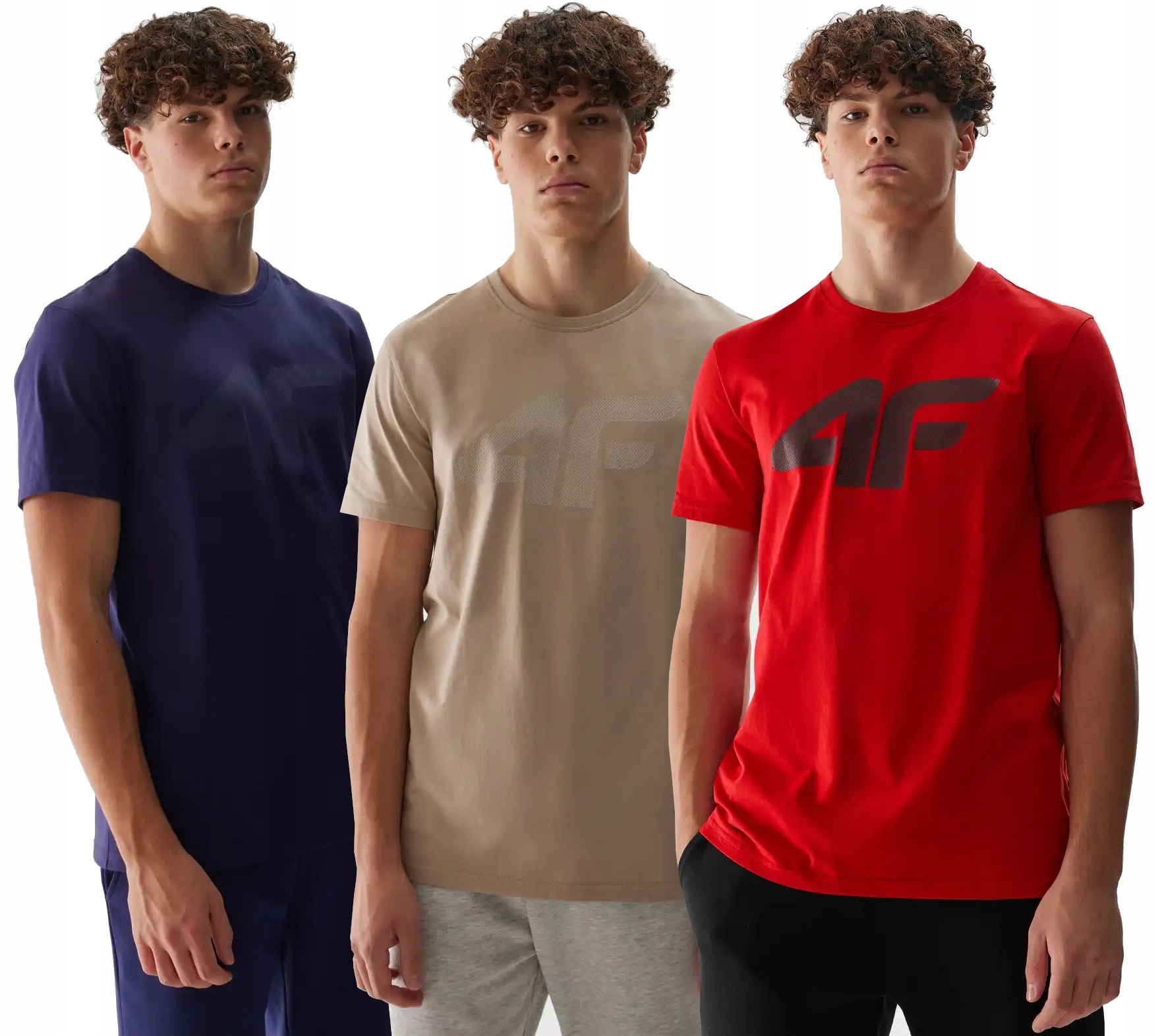 KOSZULKA MĘSKA 4F T-SHIRT SPORTOWY BAWEŁNA ZESTAW 3SZT. M