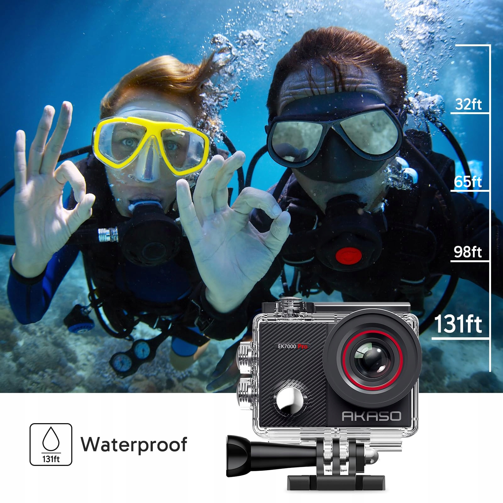 AKASO Kamera Sportowa 4K 30FPS 128GB 20MP WiFi Wodoodporna 40M EIS — miniatura 6