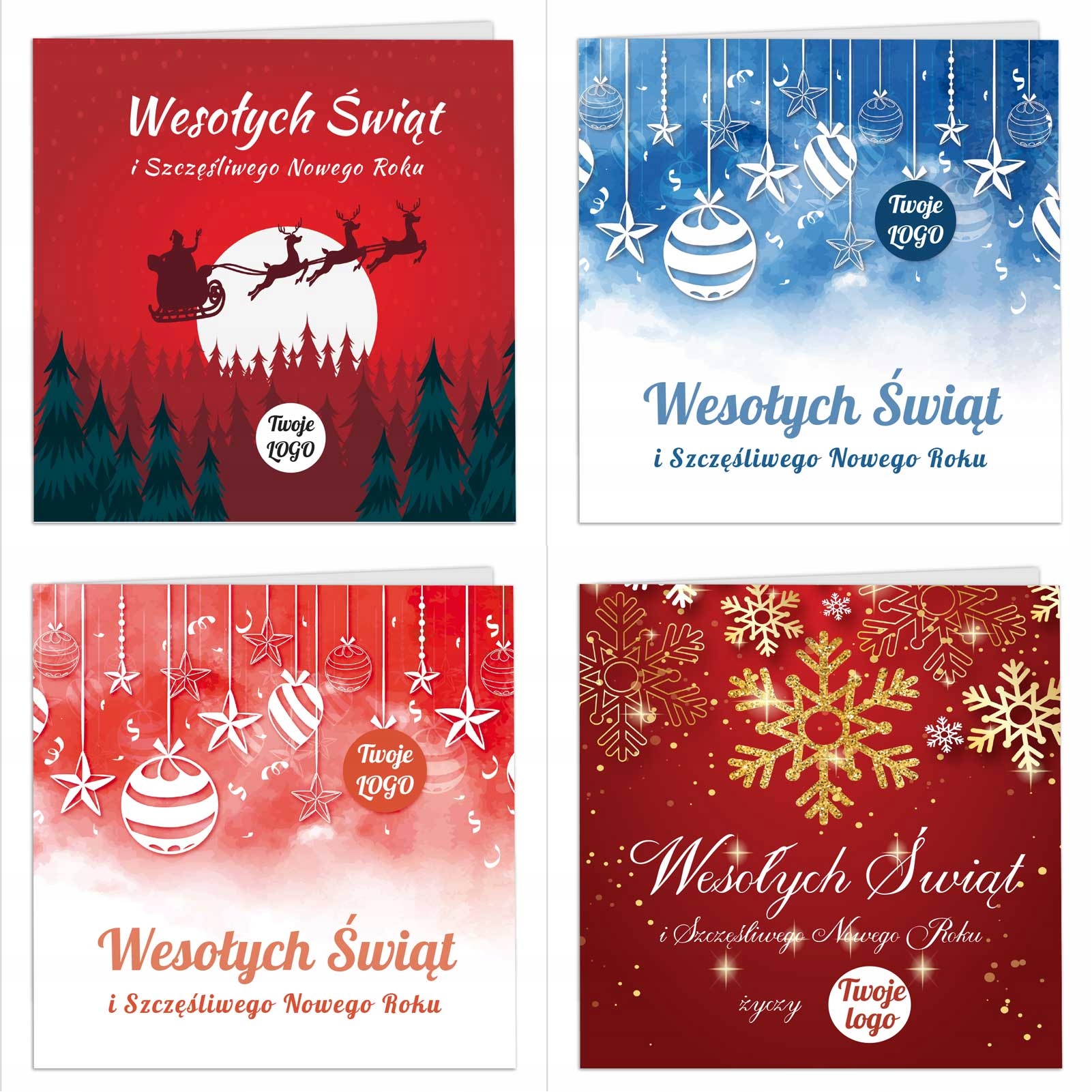FIRMOWE KARTKI ŚWIĄTECZNE Biznesowe z LOGO 50szt Marka inna