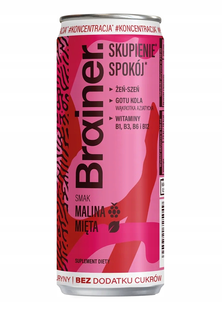 Brainer Napój Skupienie Spokój Malina Mięta 24x 250ml