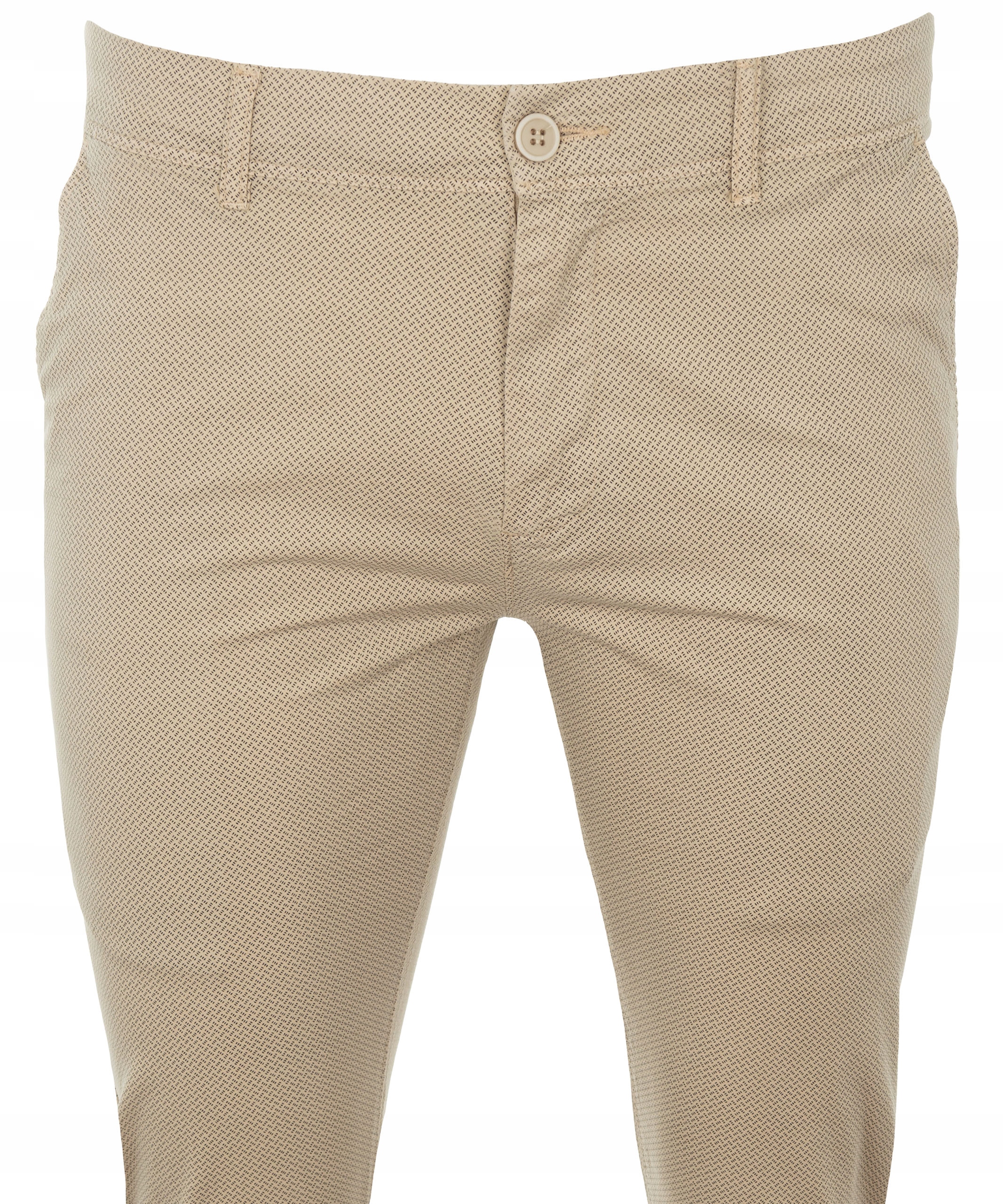SPODNIE MATERIAŁOWE beżowe BAWEŁNIANE W WZOREK LYCRA CHINOSY W44(28) Marka inna