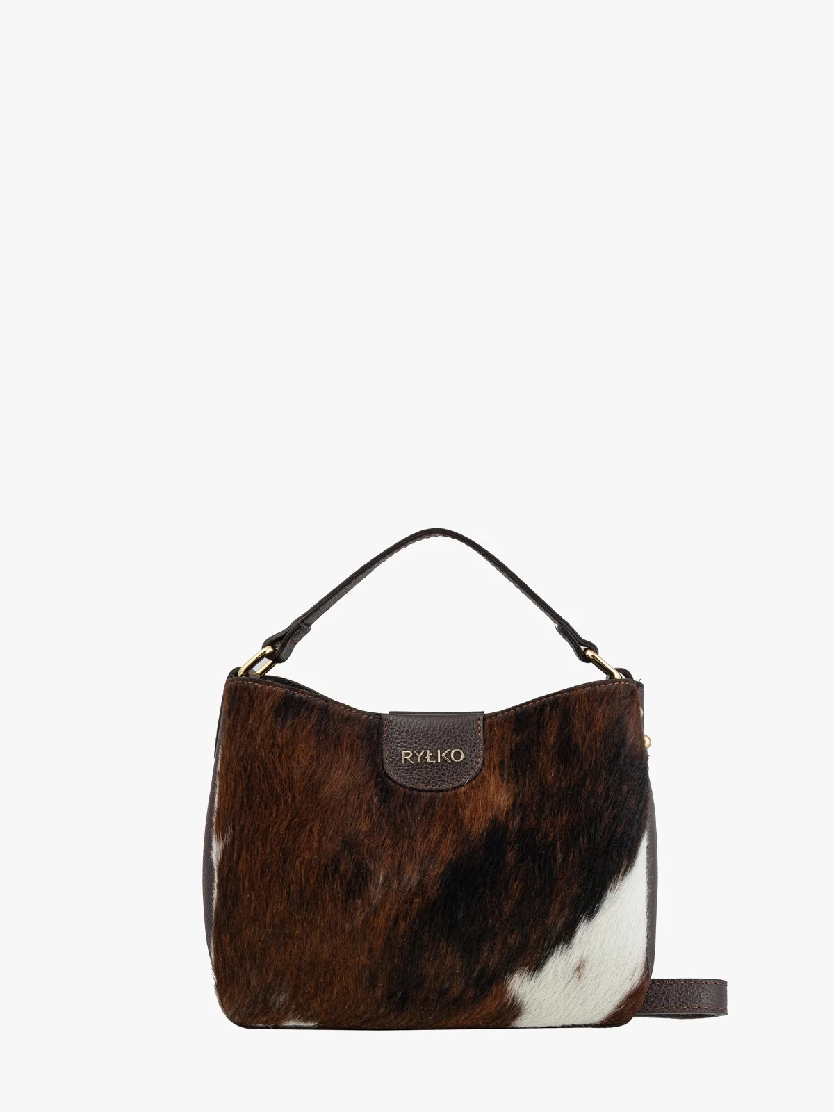 Ryłko torebka skóra naturalna brązowa w krowie łaty unikatowa