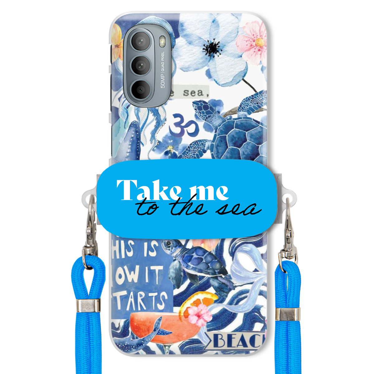 Puzdro pre Motorola G31 4G Premium Vodítko Modrá Držiak Take Me To The Sea