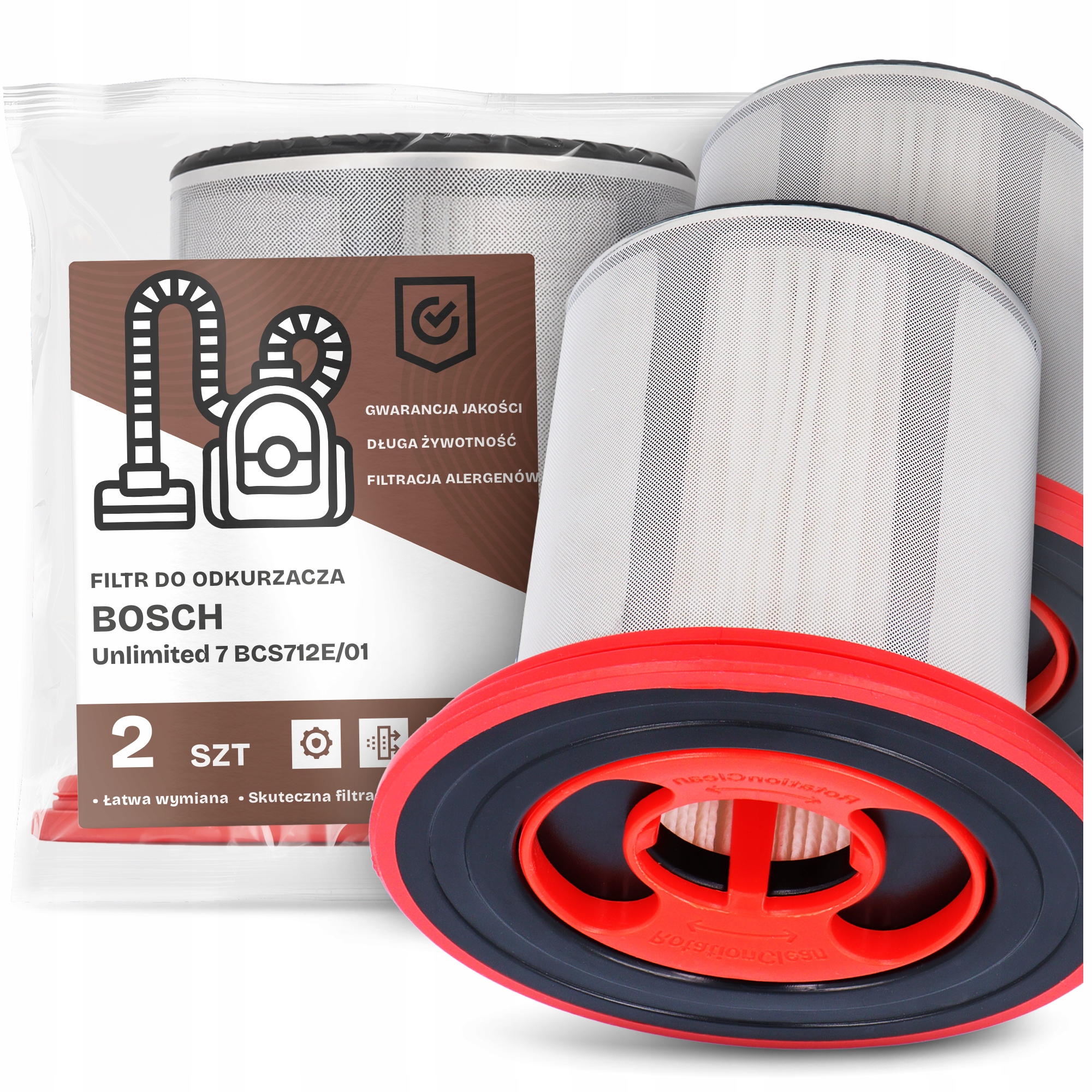 2x Vzduchový Filtr pro Vysavač Bosch Unlimited 7 BCS712E/01 Hepa Em-w