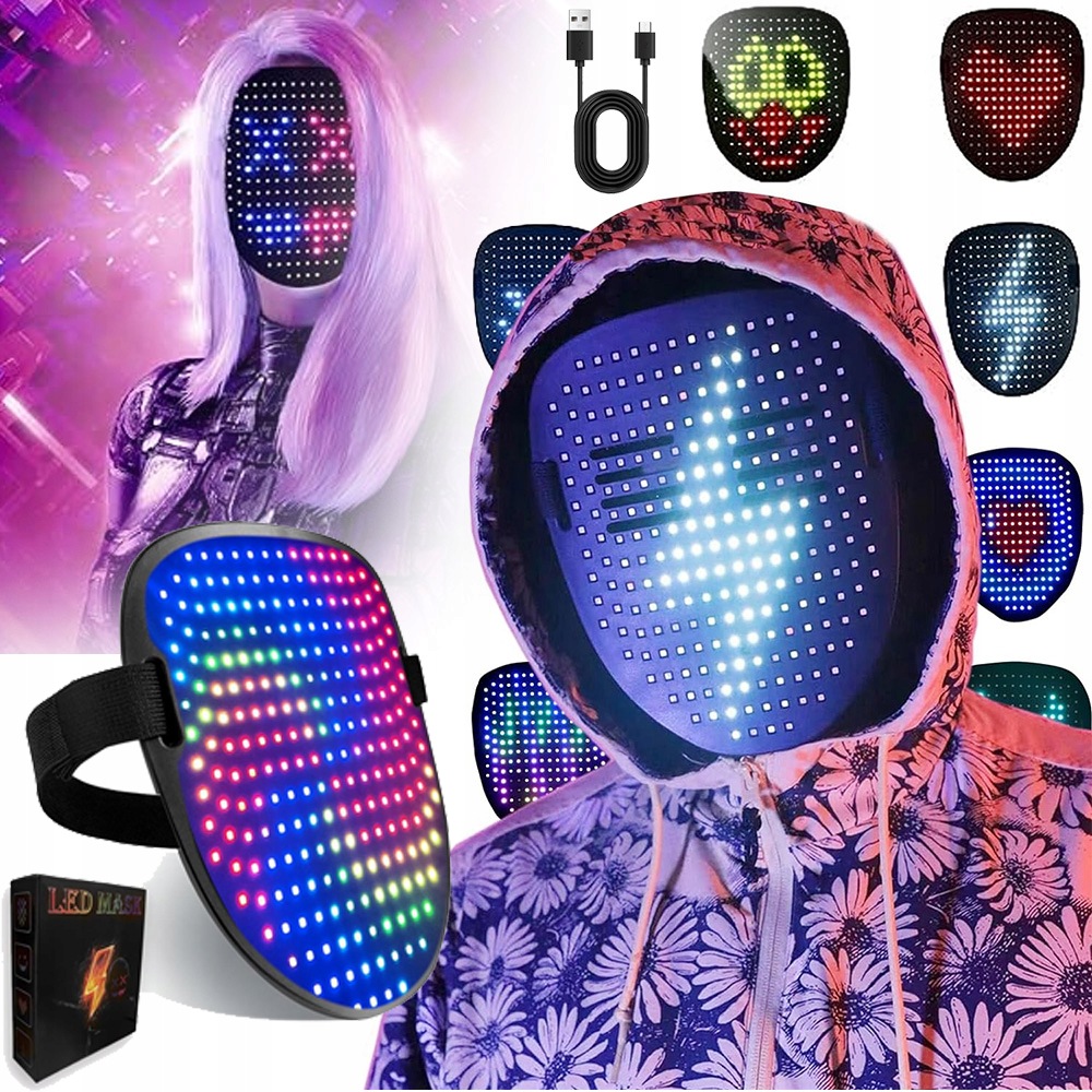 Led Maska Halloween Svítící Purge Na Párty Karneval Převlek 234XLED