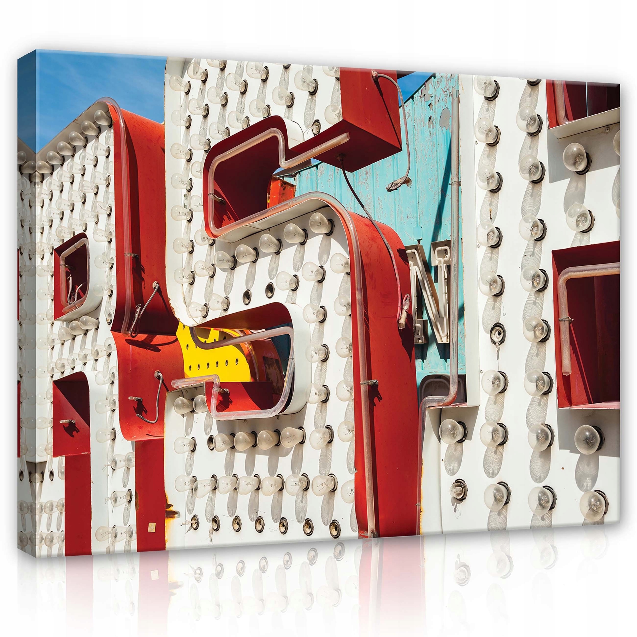 Obraz 100x75 Retro štítek vintage žárovky Las Vegas Amerika kicz město