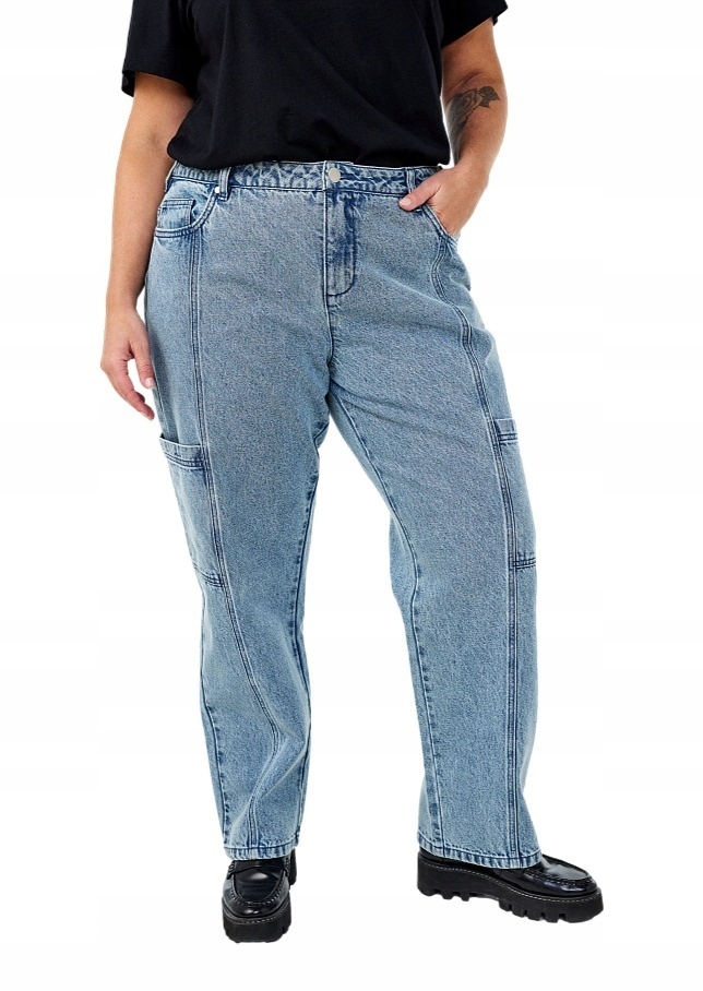 Kapsáče Zizzi Modré Kalhoty Džíny Cargo Vysoký Pas 042I 42