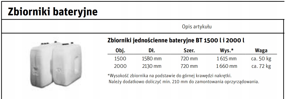 Zbiornik jednościenny olej opałowy BT 2000 l Roth Kod producenta 1115001593