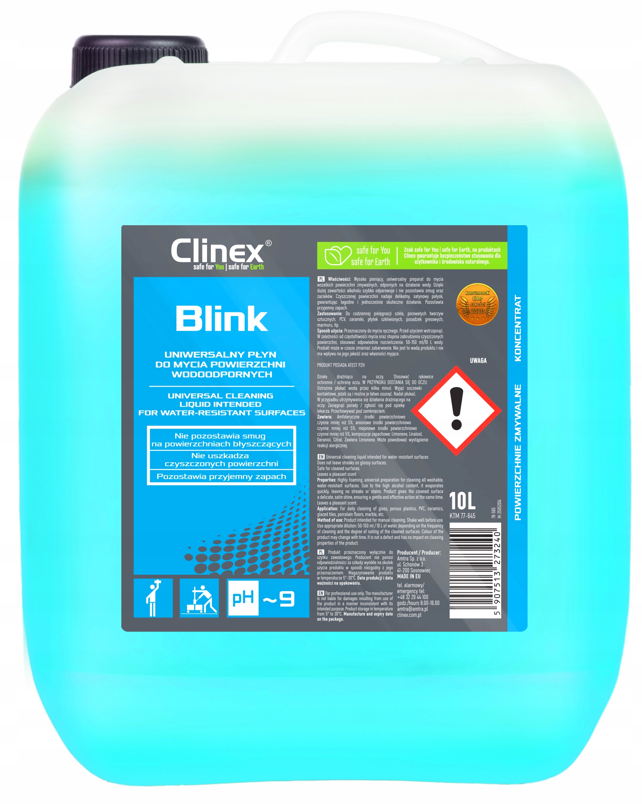 Levně Clinex Blink Na Mytí Povrchů. Voděodolných 10L