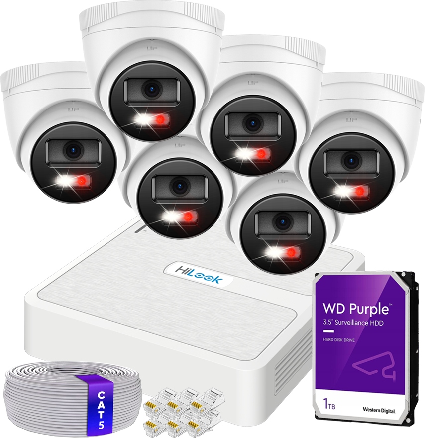 Sada monitorování Ip 4MPx Qhd 6 venkovních kamer PoE HiLook od společnosti Hikvision