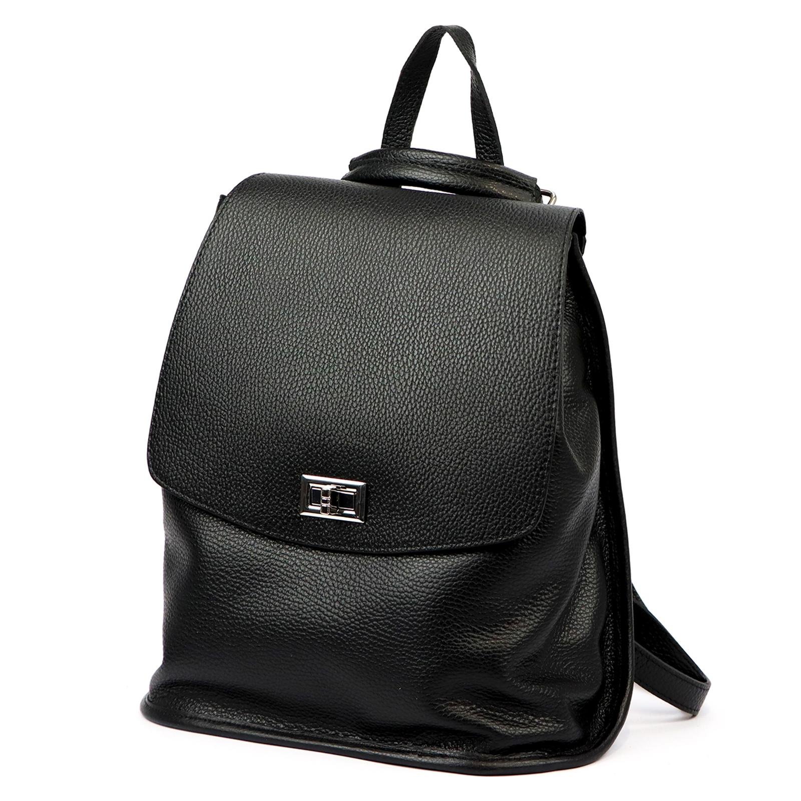 Batoh kožený batoh černý městský A4 s klopou