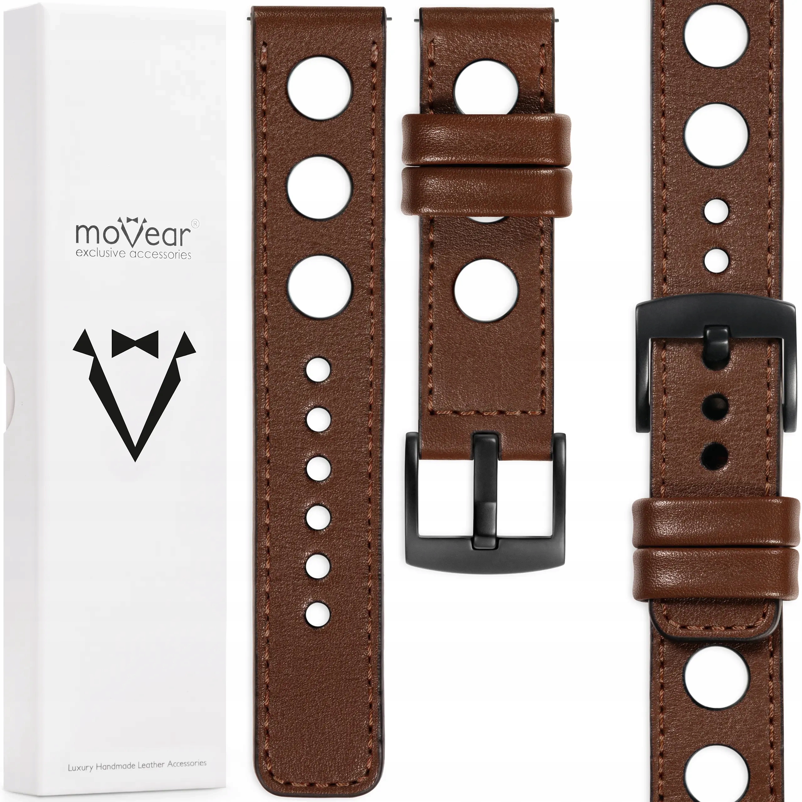 Kožený řemínek 20 mm pro Samsung Watch 7 6 5 4 Active Pro, elegantní, ručně vyrobený