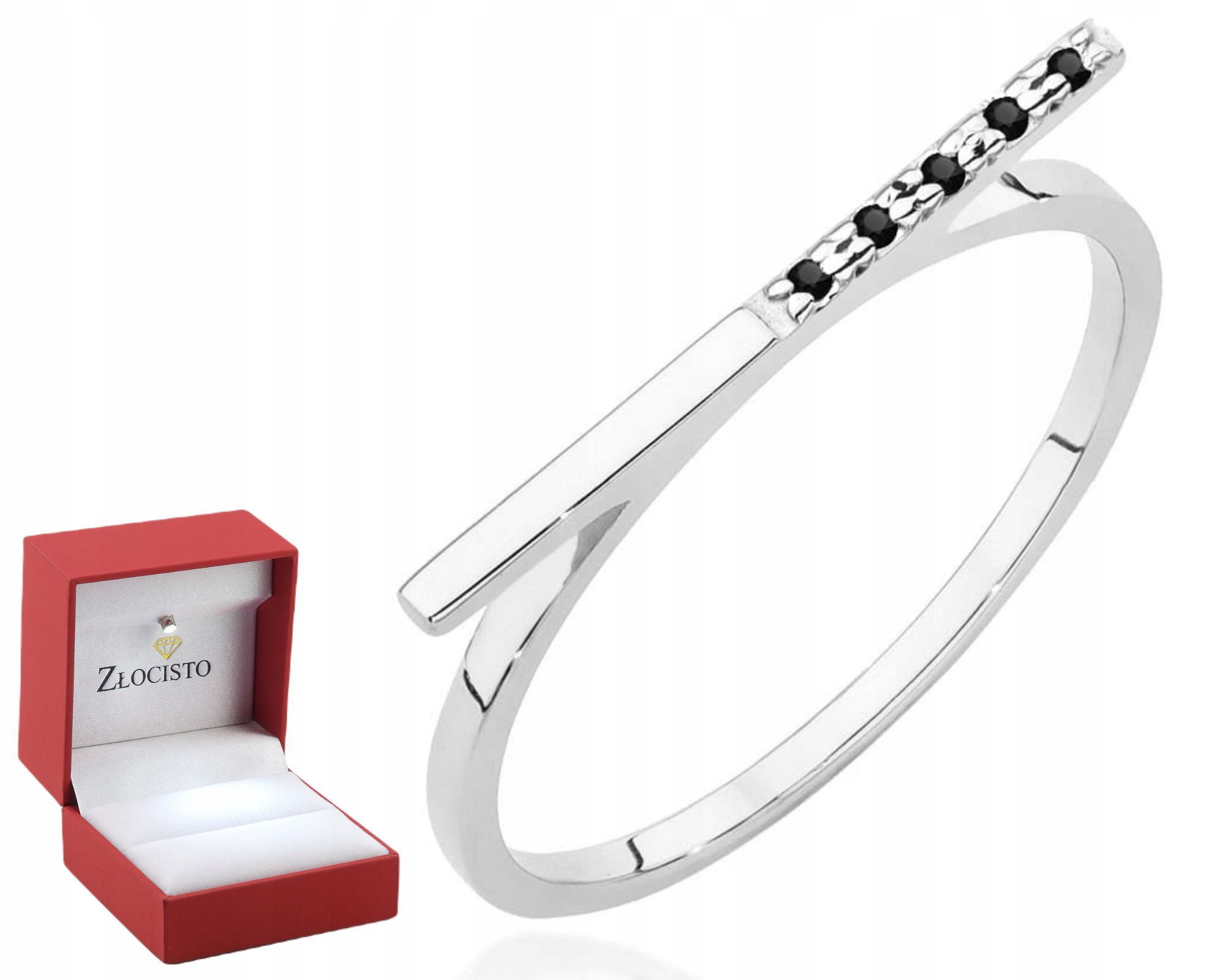 Bílé Zlato Prstýnek Černé Brilianty 585 Gravírování Bonus Dárek