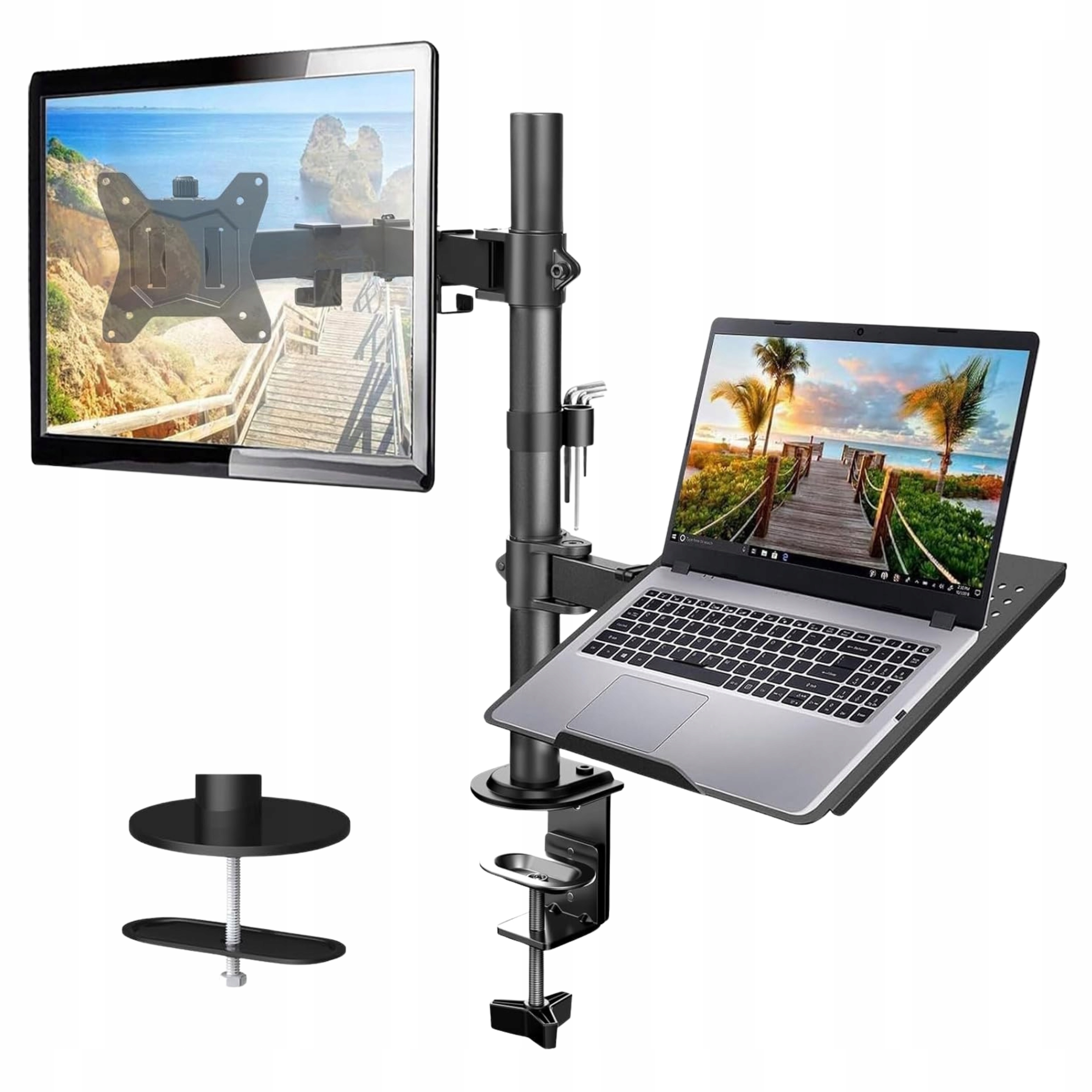 Držák na monitor 13-32" notebooku 2v1 Stolní rameno Vesa Nastavitelné