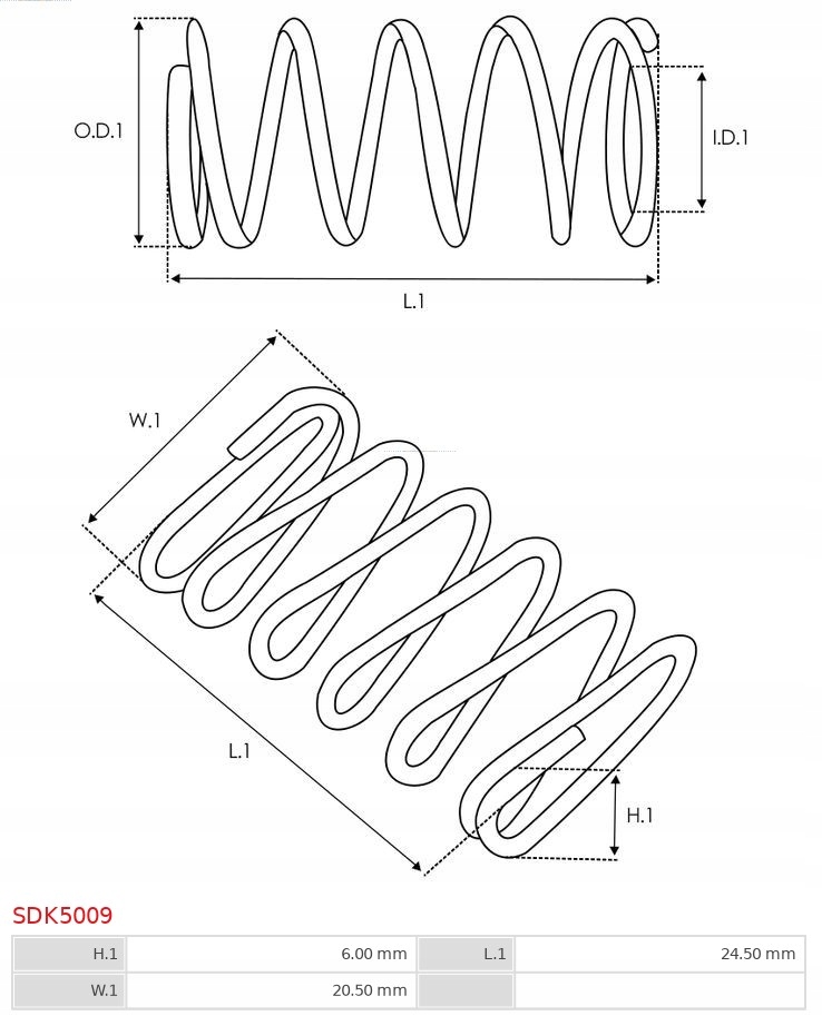 SDK5009 AS SPRĘŻYNKA Numer katalogowy oryginału SDK5009, 08-043.08, SDK5009AS SDK5009 AS