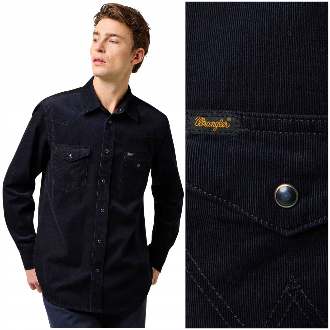Wrangler Western Cord Shirt Black pánská bavlněná manšestrová košile S