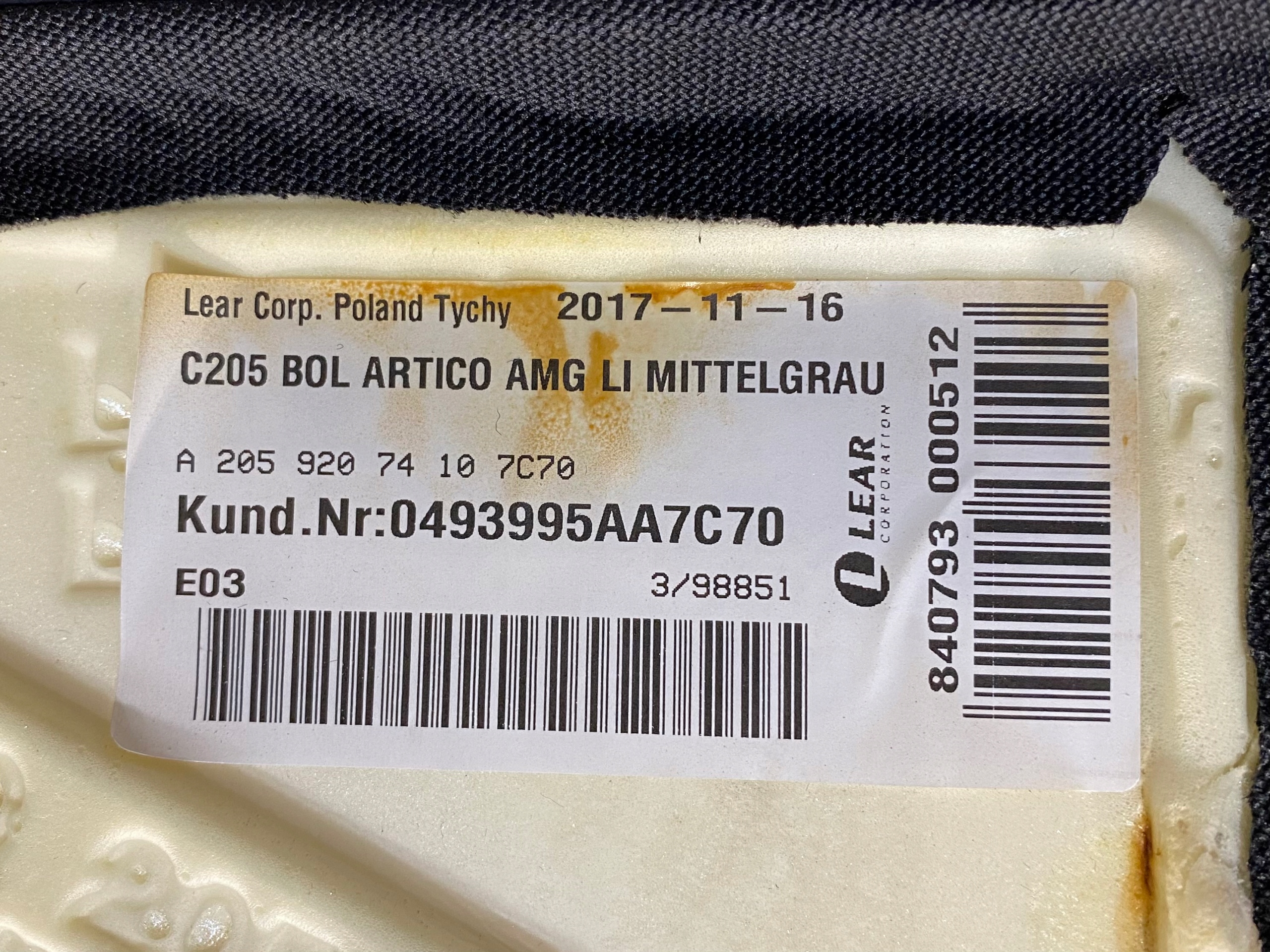 MERCEDES AMG SITZ OPARCIE PODPARCIE A2059207410