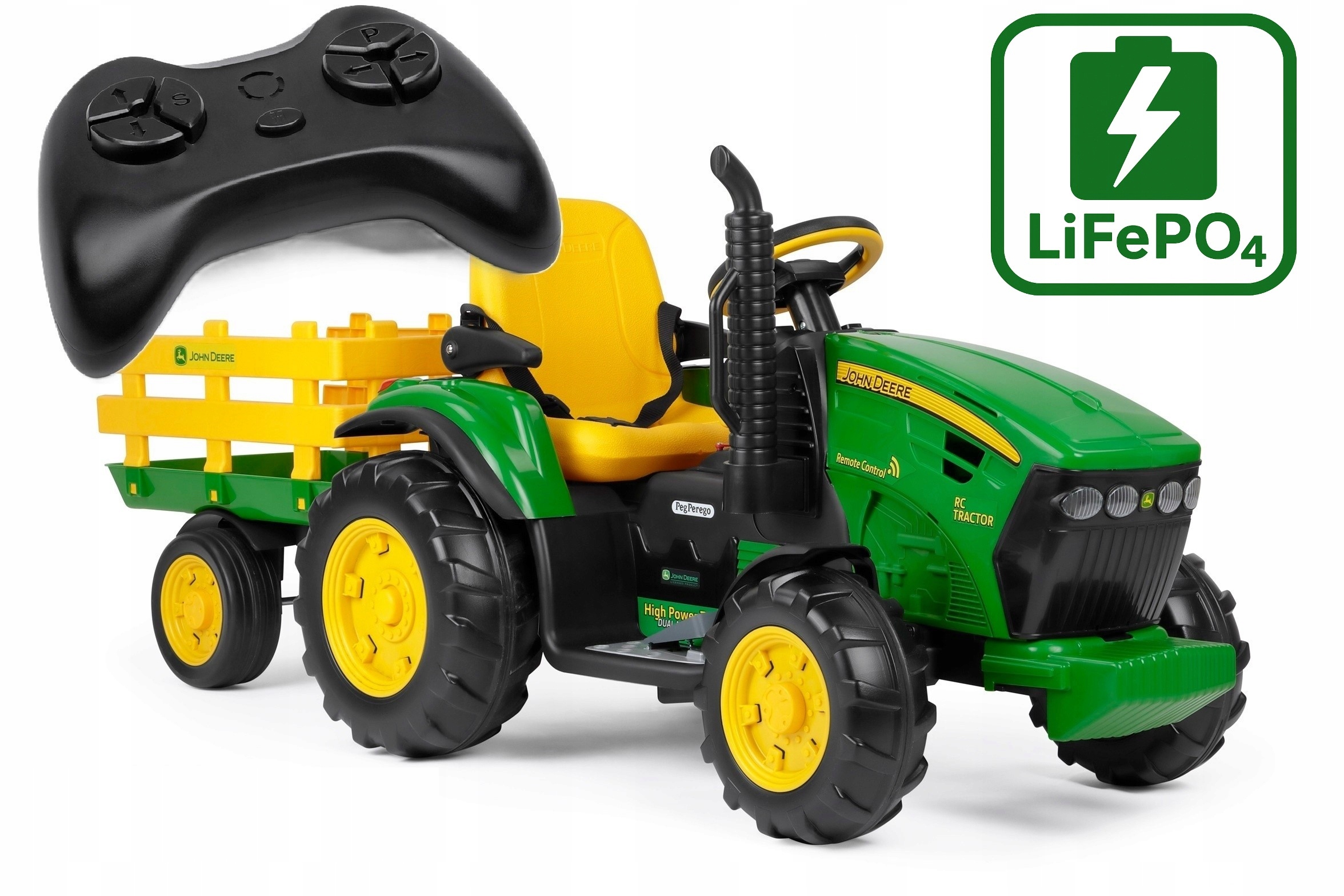 Traktor na akumulator John Deere Rc 12V Peg Perego Pilot LiFePO4 od 1 roku