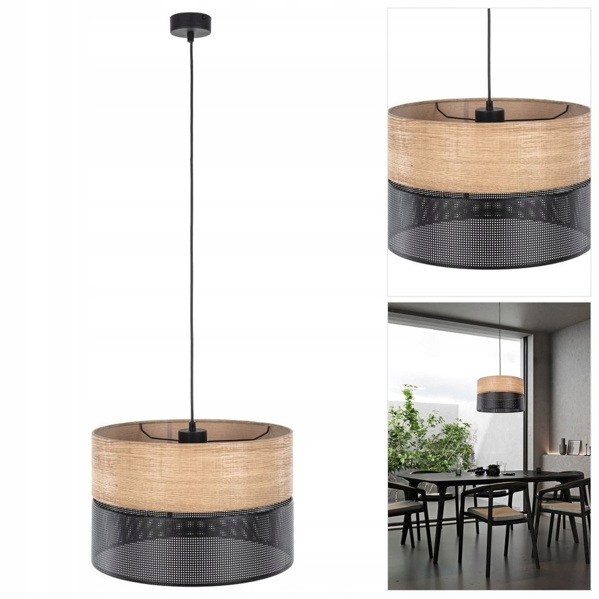 Černá závěsná lampa Nicol s nastavitelnou výškou pro obývací pokoj Tk Lighting