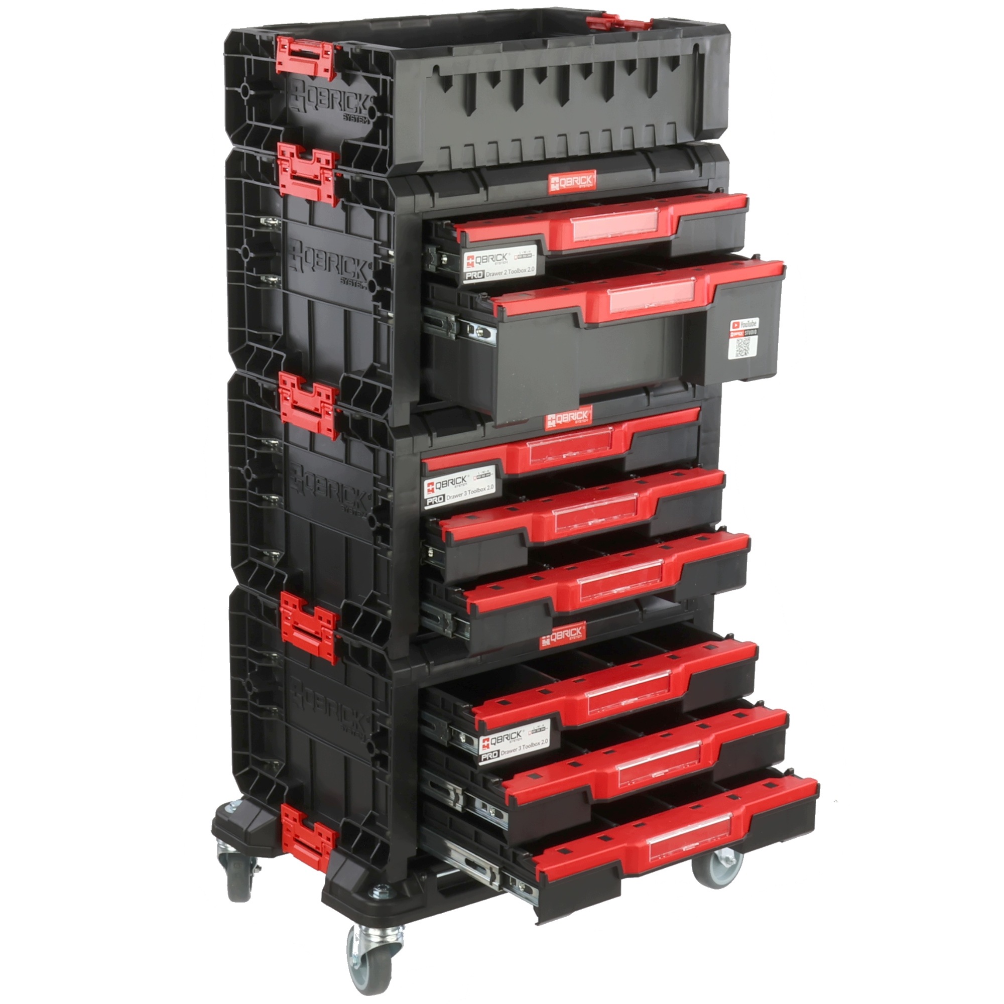Organizér na nářadí, zásuvky s kontejnerem na kolečkách H 100 cm, modul Pro