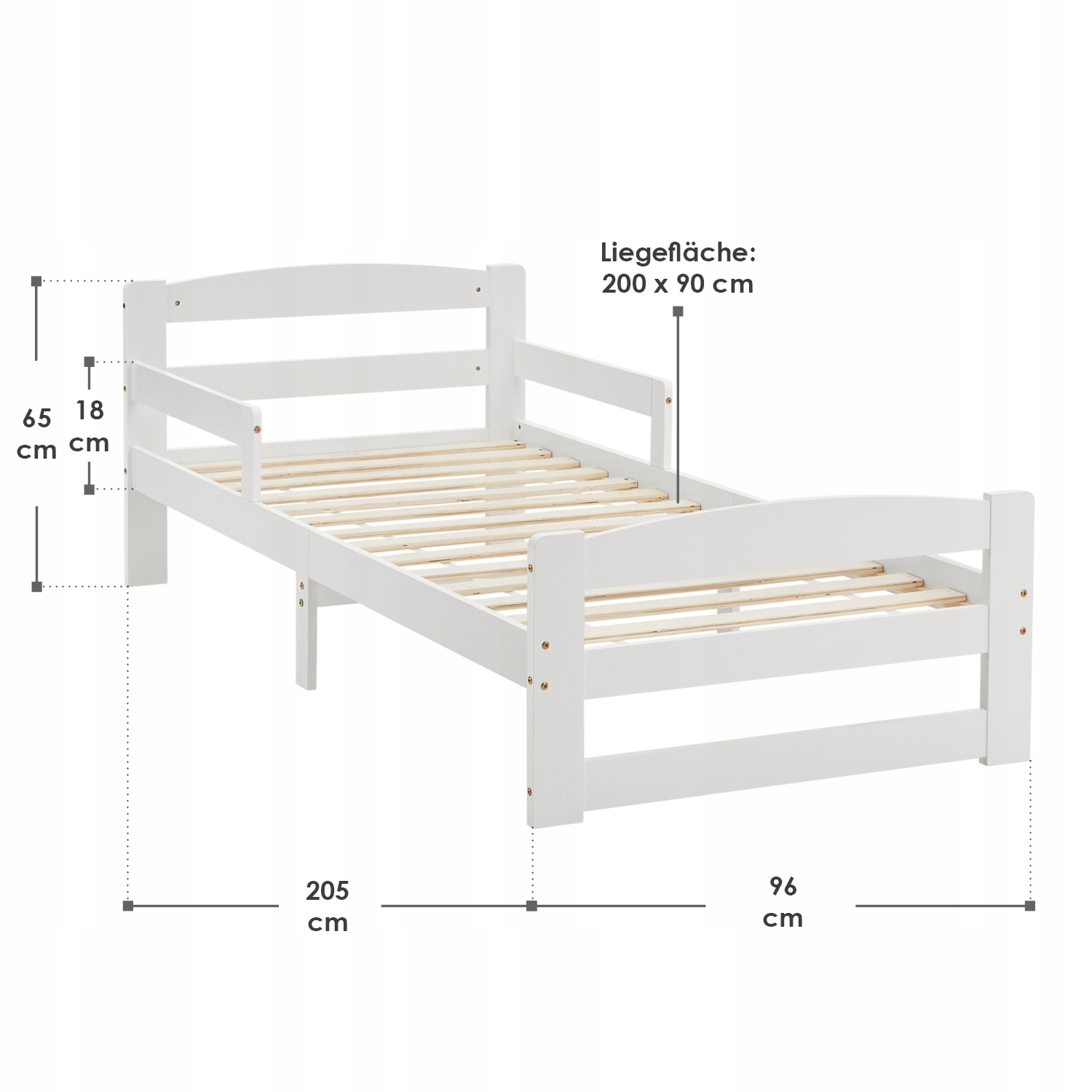 Łóżeczko Arona 90x200 cm Kolor biały